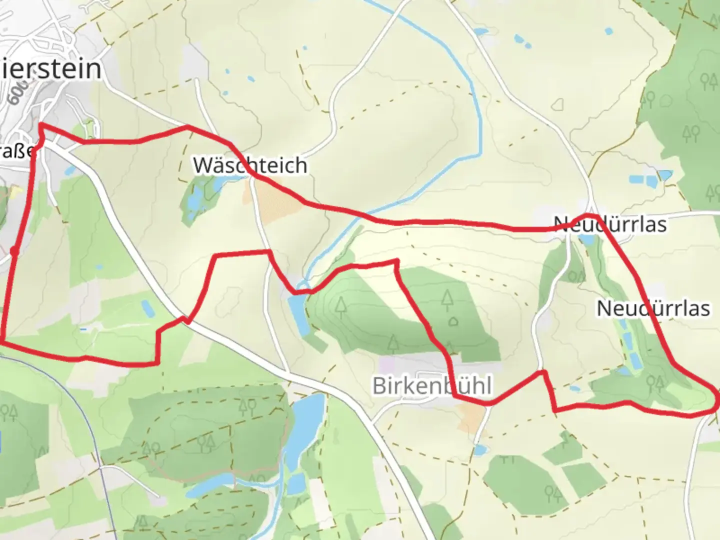 An image depicting the trail Wanderweg 2 Thierstein and its surrounding area.