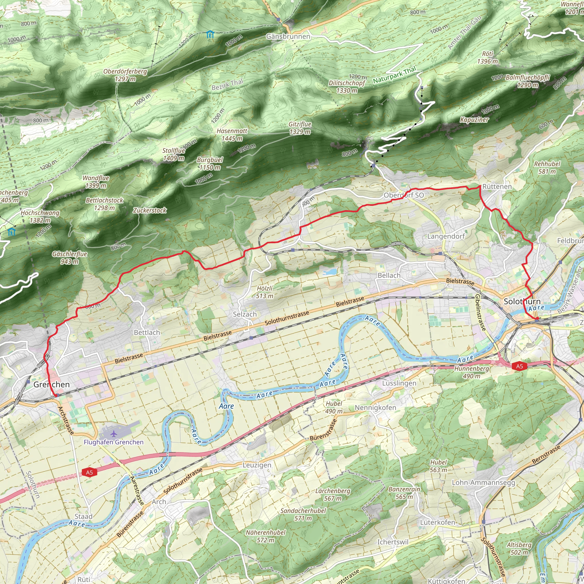 Solothurn - Grenchen mobile static map