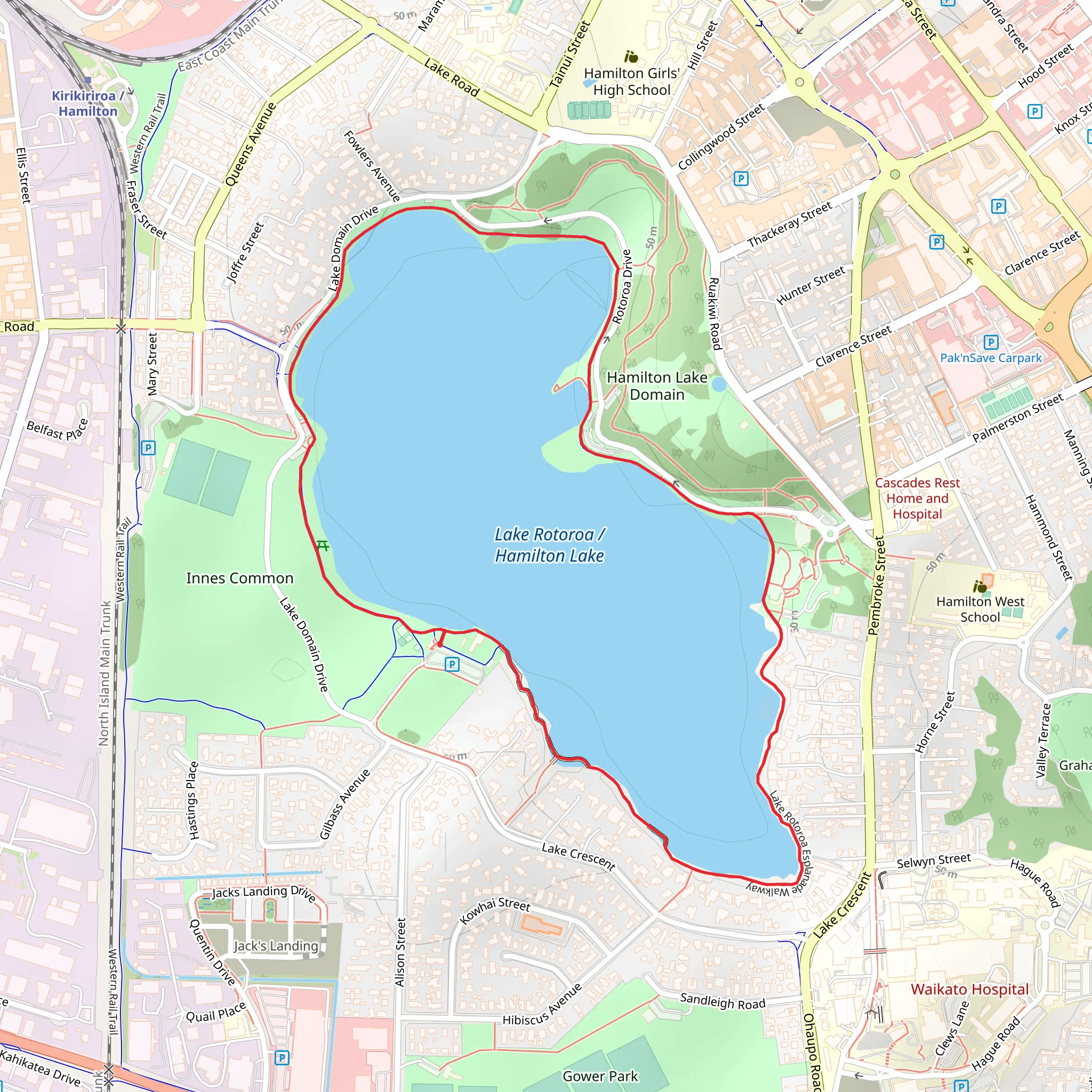 Hamilton Lake Domain Walkway mobile static map