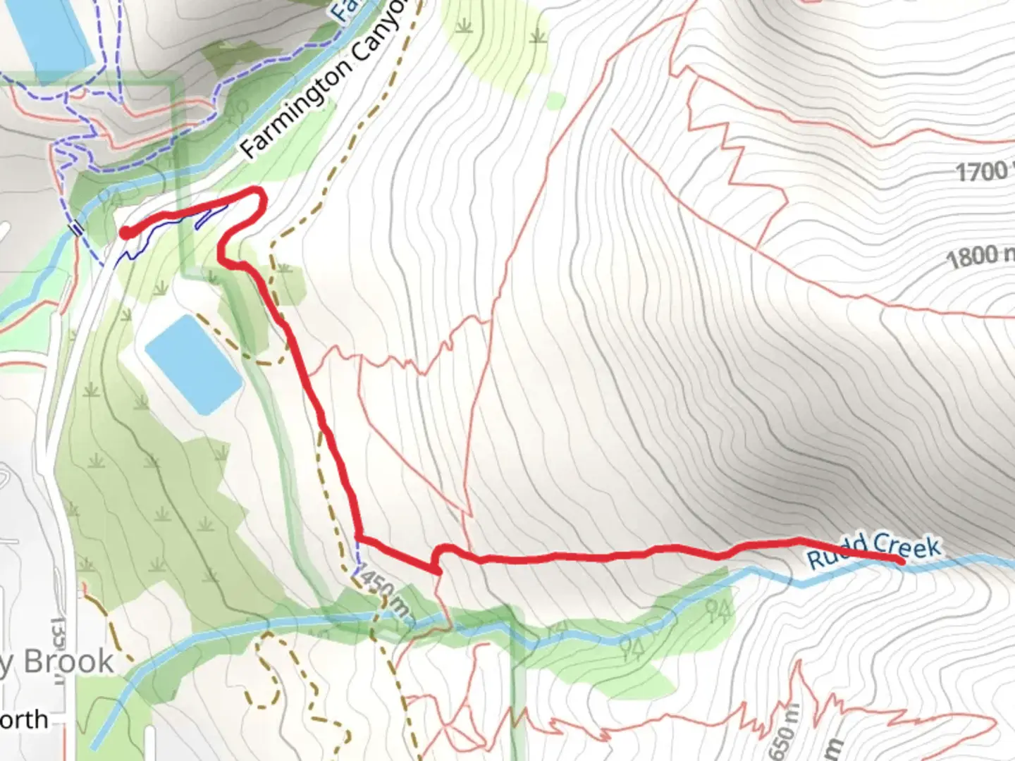 An image depicting the trail Bonneville Shoreline Trail and Rudd Canyon Trail and its surrounding area.