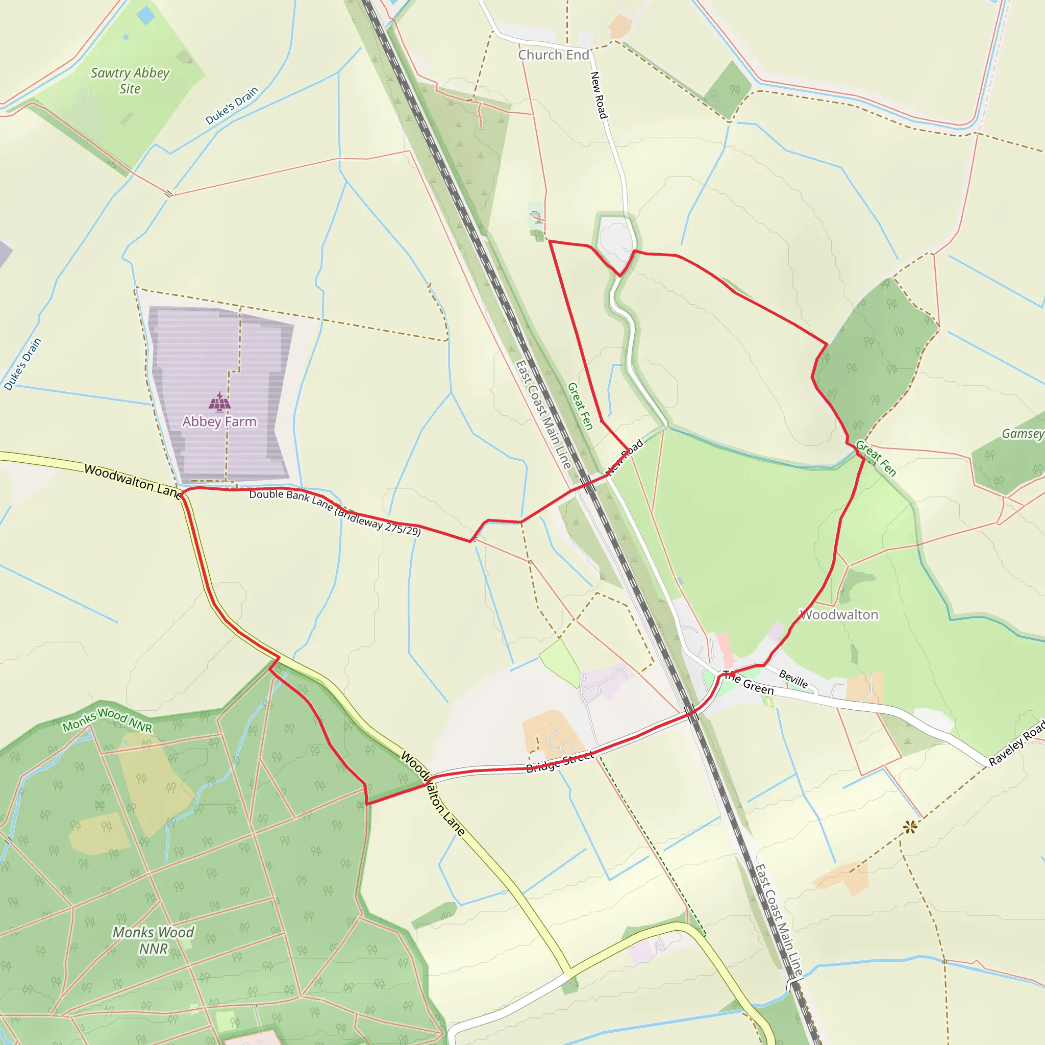 Wood Walton Circular mobile static map