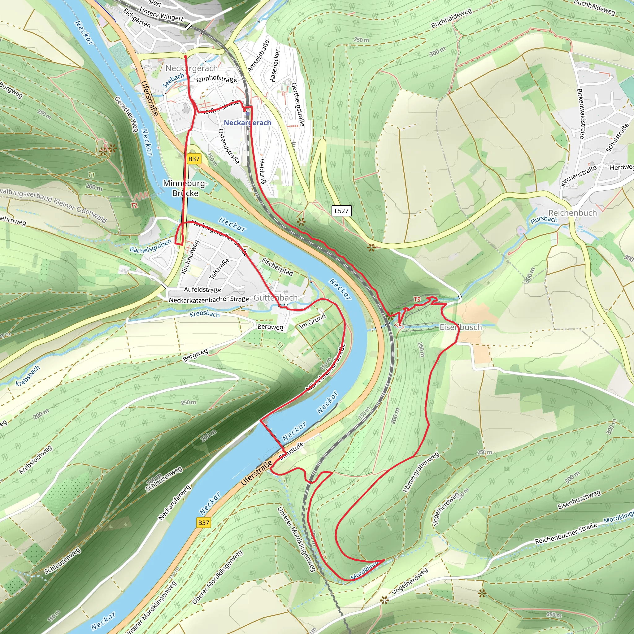 Neckar via Margarethenschlucht Weg mobile static map
