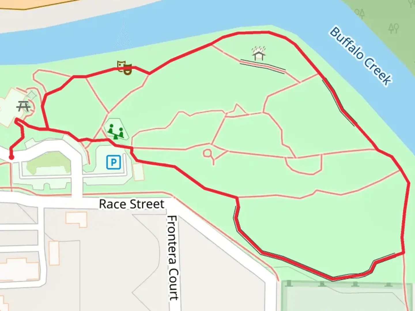 An image depicting the trail Charles E Burchfield Nature and Art Center Loop and its surrounding area.