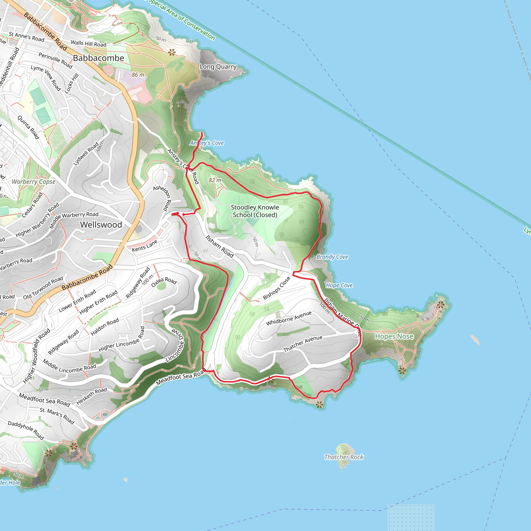 Hope's Nose Walk mobile static map