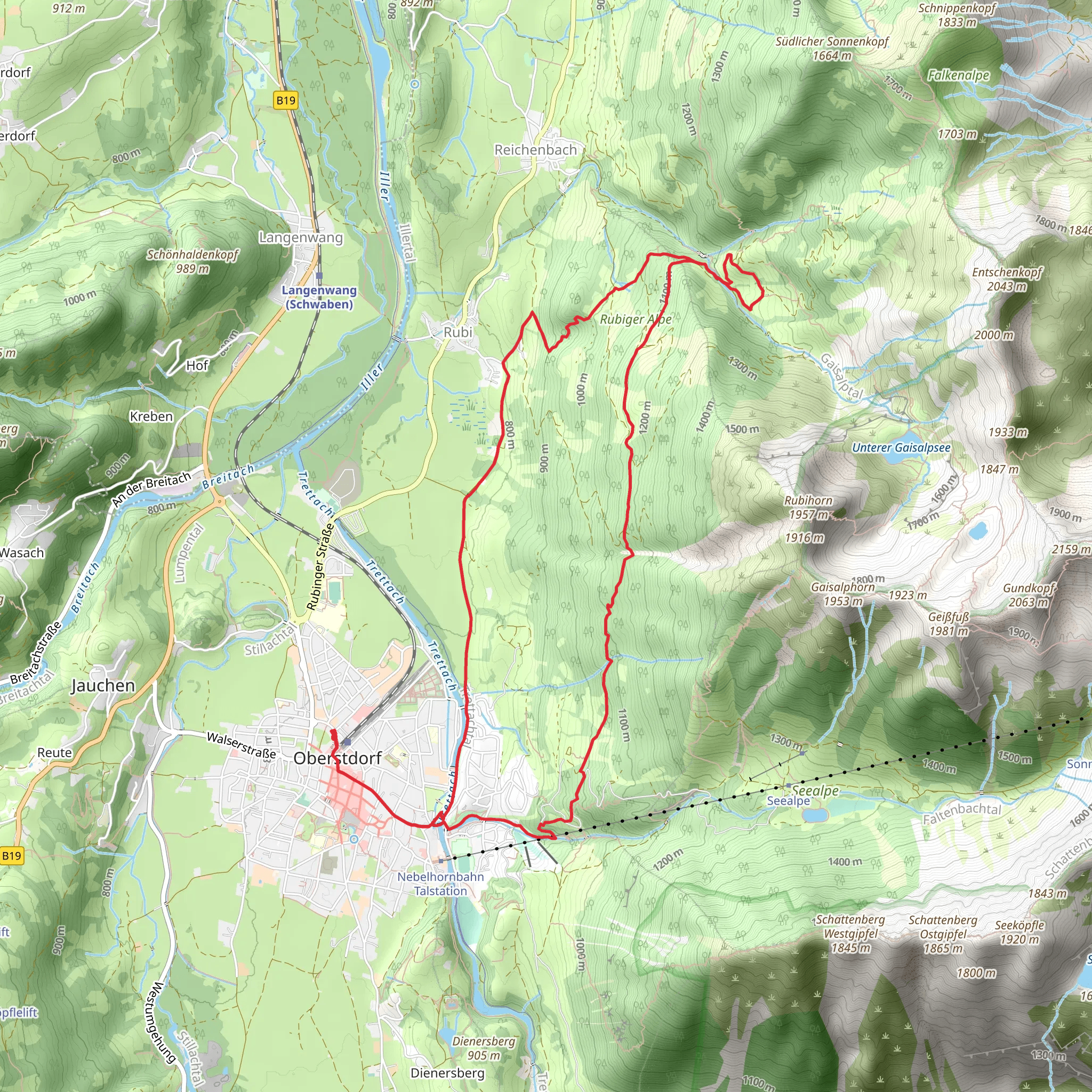 Faltenbach via Winterwanderung zur Gaisalpe mobile static map