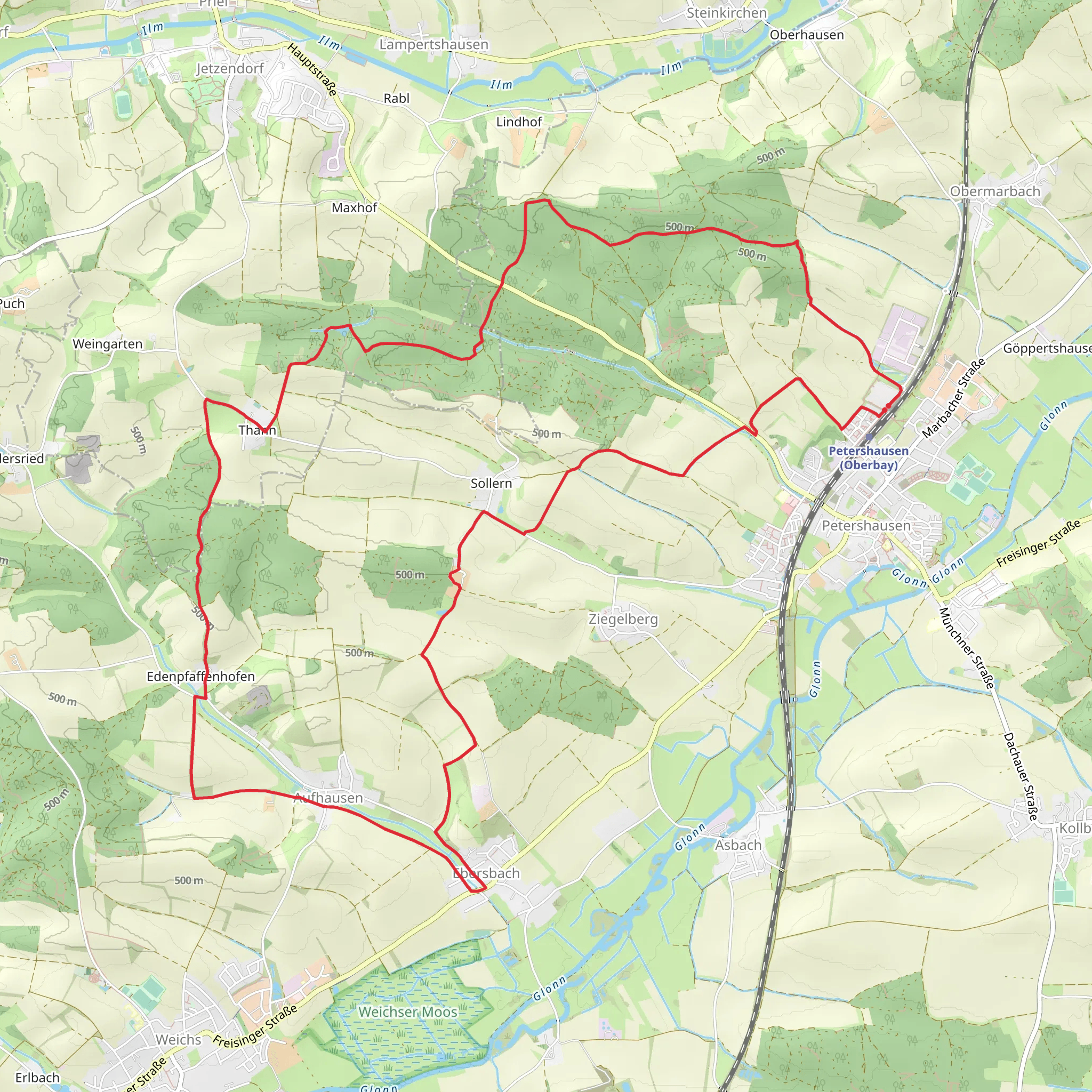 Petershausen and Ebersbach Loop mobile static map