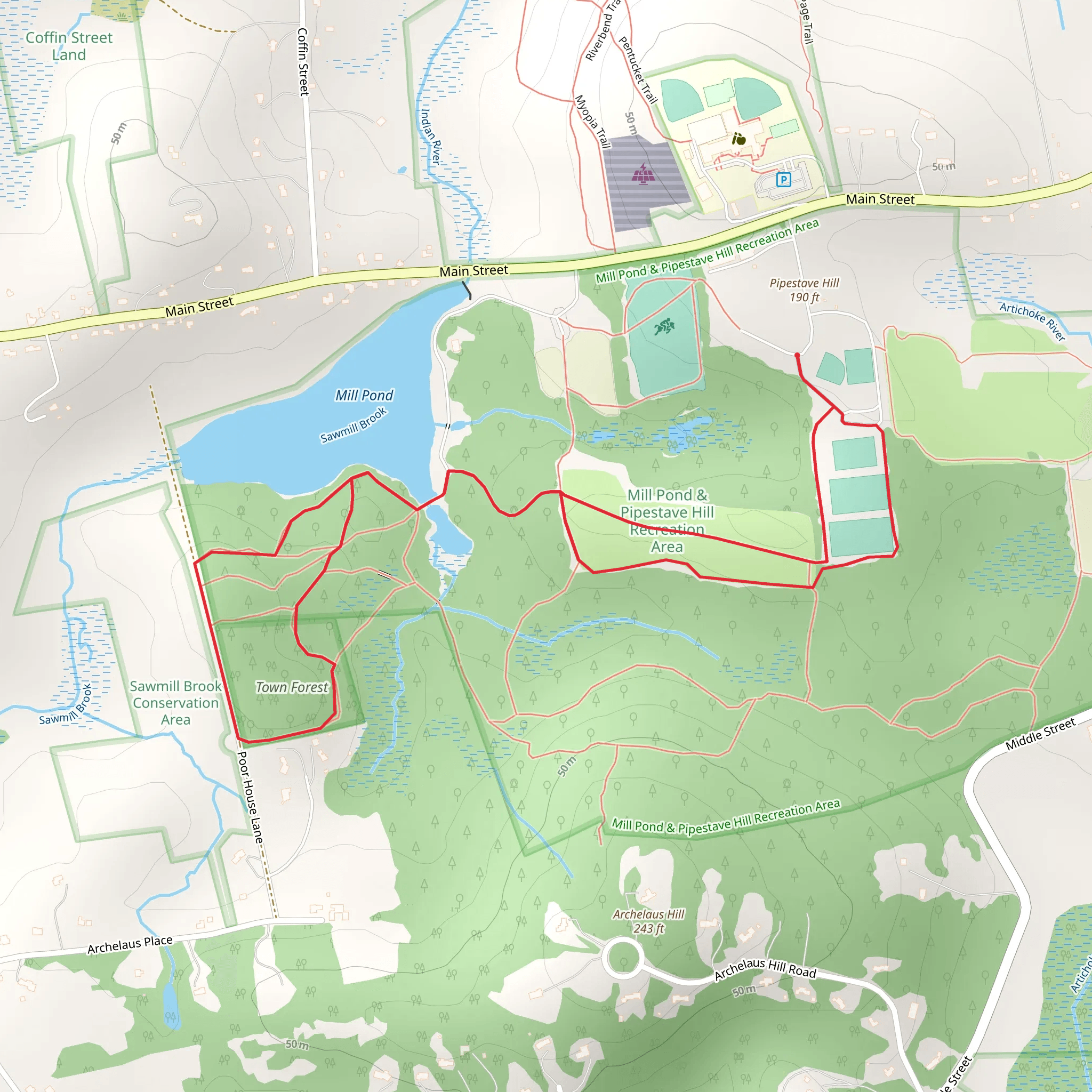 Pipestave Hill - Mill Pond Loop mobile static map