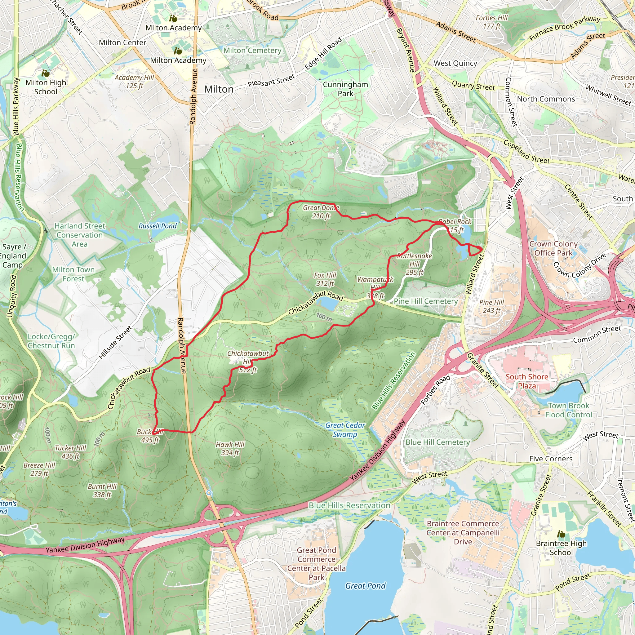 Skyline Trail and Sawcut Notch Path Loop via Saint Moritz Pond mobile static map