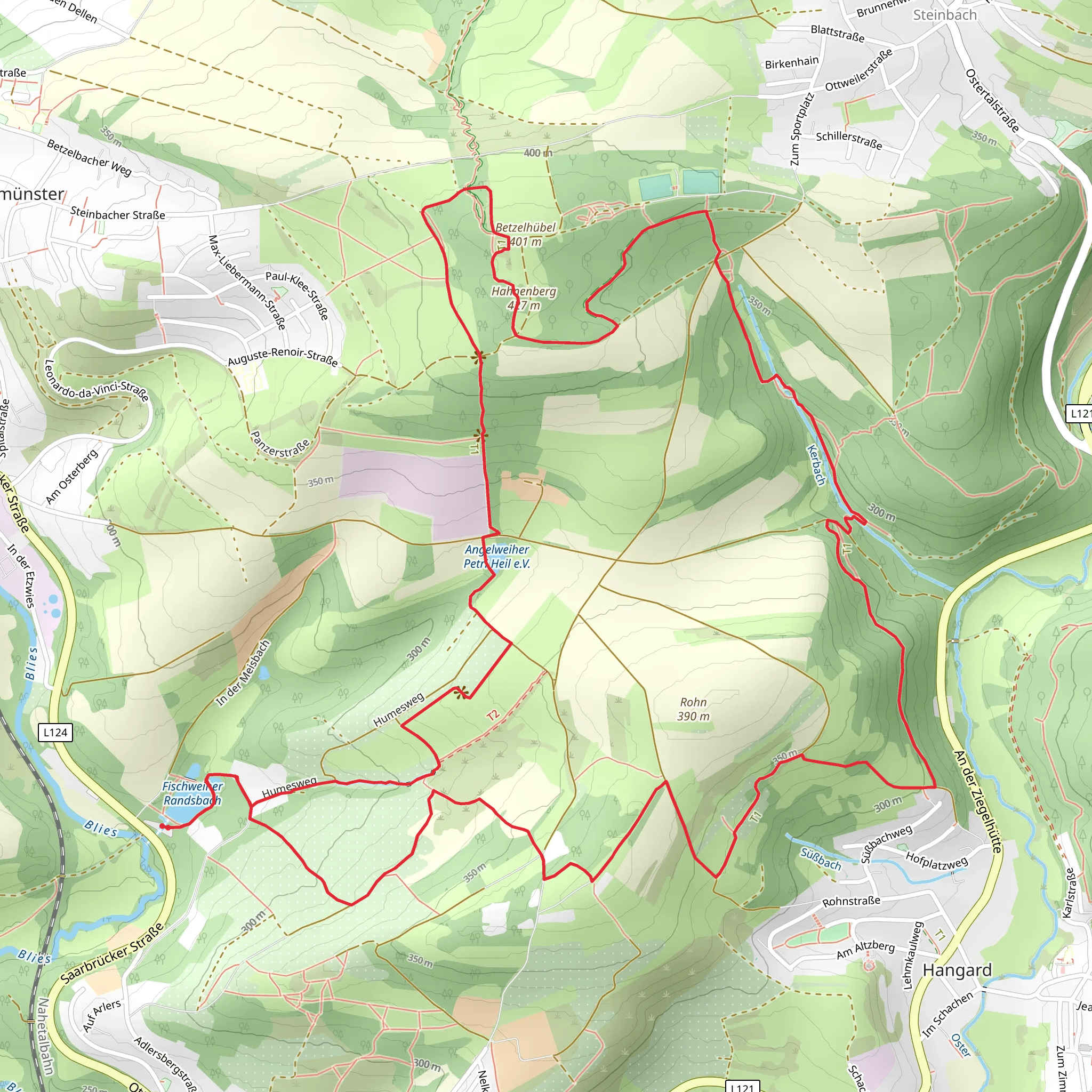 Fischweiher Randsbach and Angelweiher Petri Heil via Schauinslandweg Hangard mobile static map