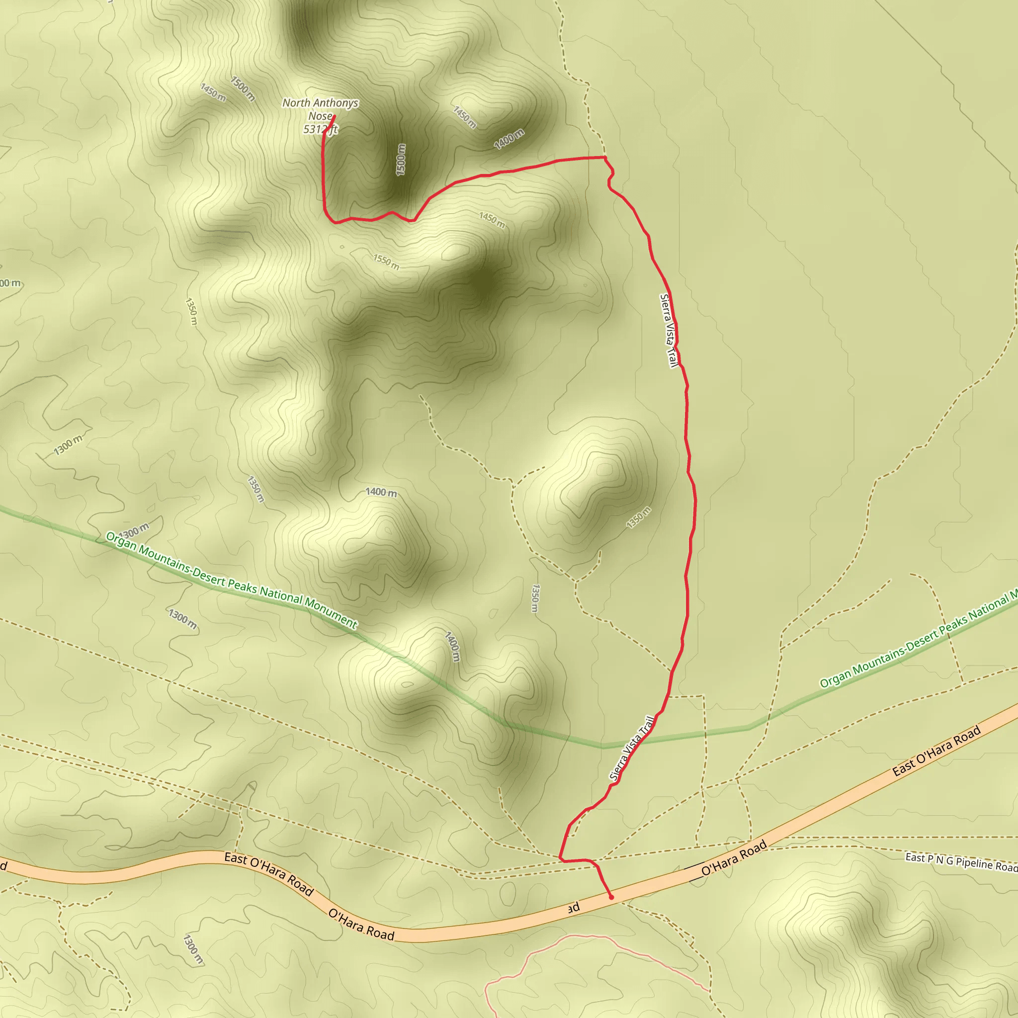 North Anthonys Nose via Sierra Vista Trail mobile static map