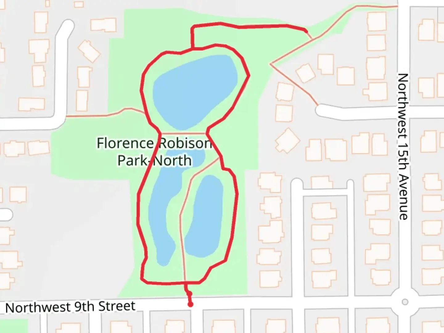 An image depicting the trail Florence Robinson Park Loop - North and its surrounding area.