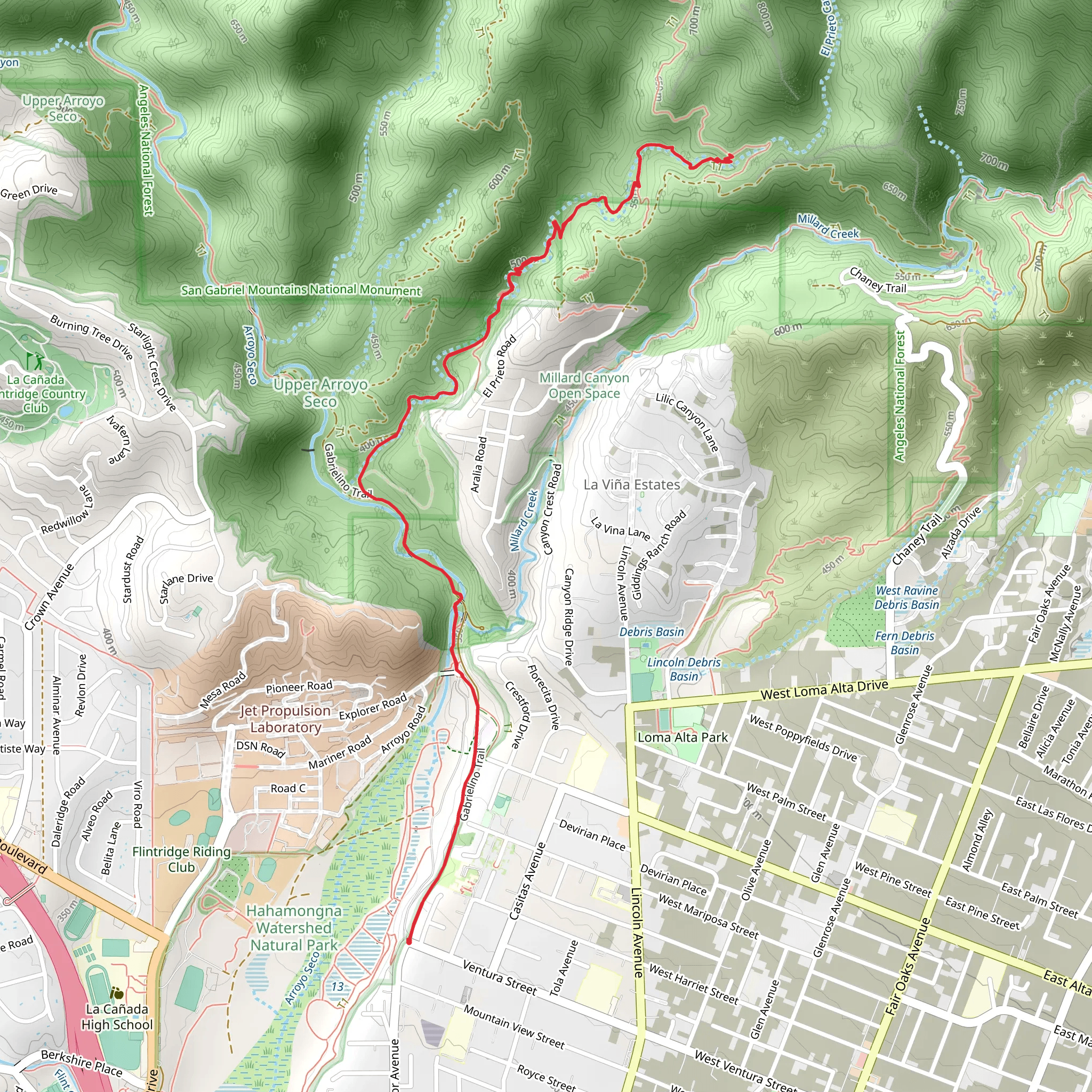 El Prieto Trail via Gabrielino Trail mobile static map