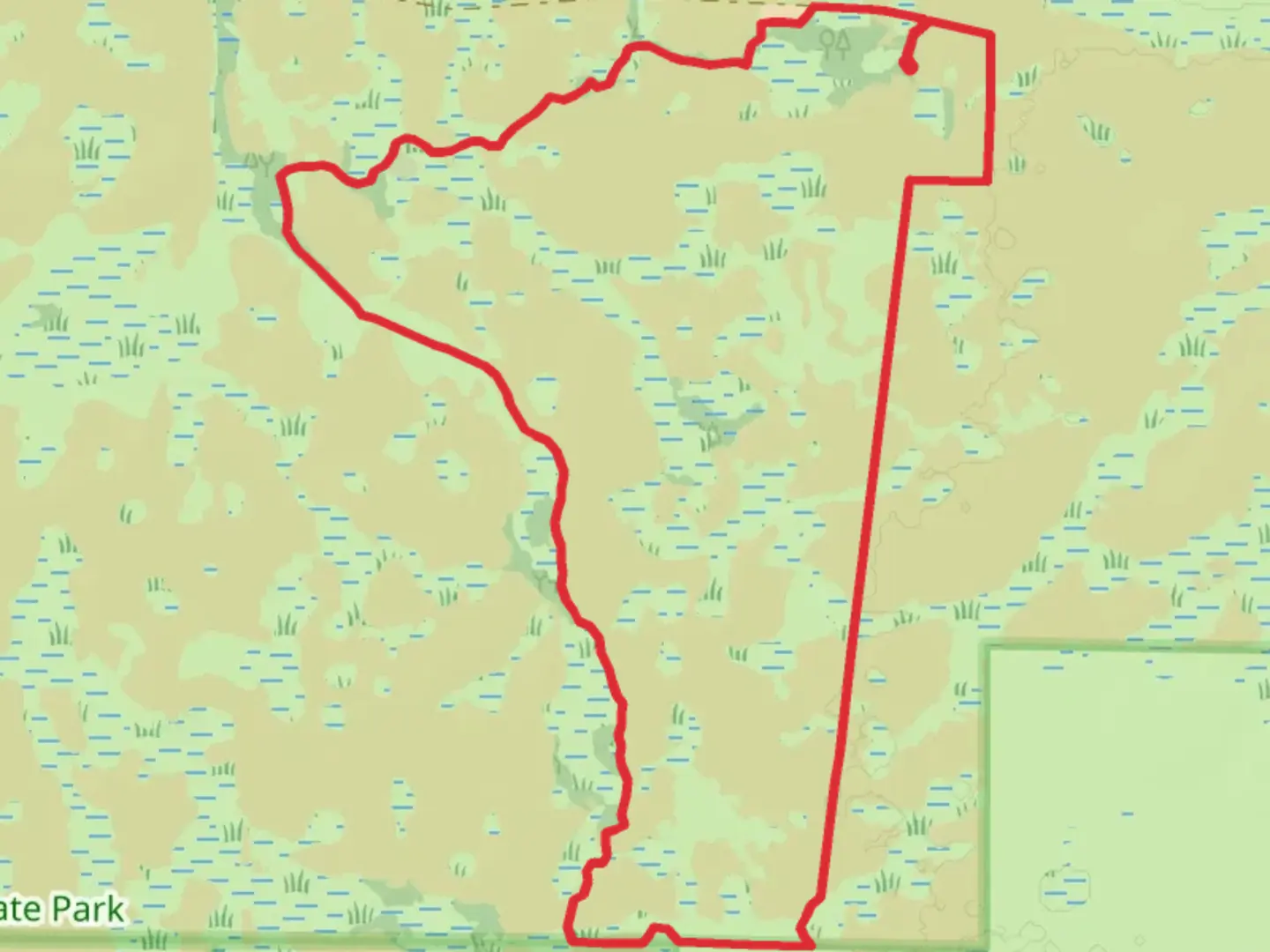 An image depicting the trail Prairie Loop Trail and Ozmore Trail and its surrounding area.