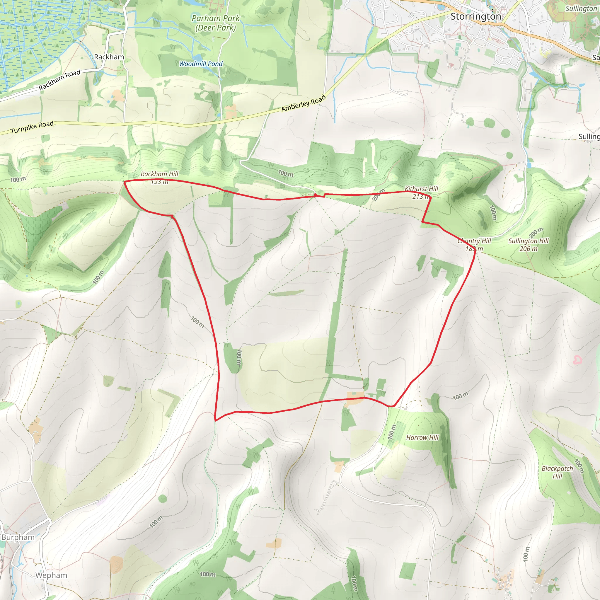 Rackham Hill and Kithurst Hill Circular mobile static map