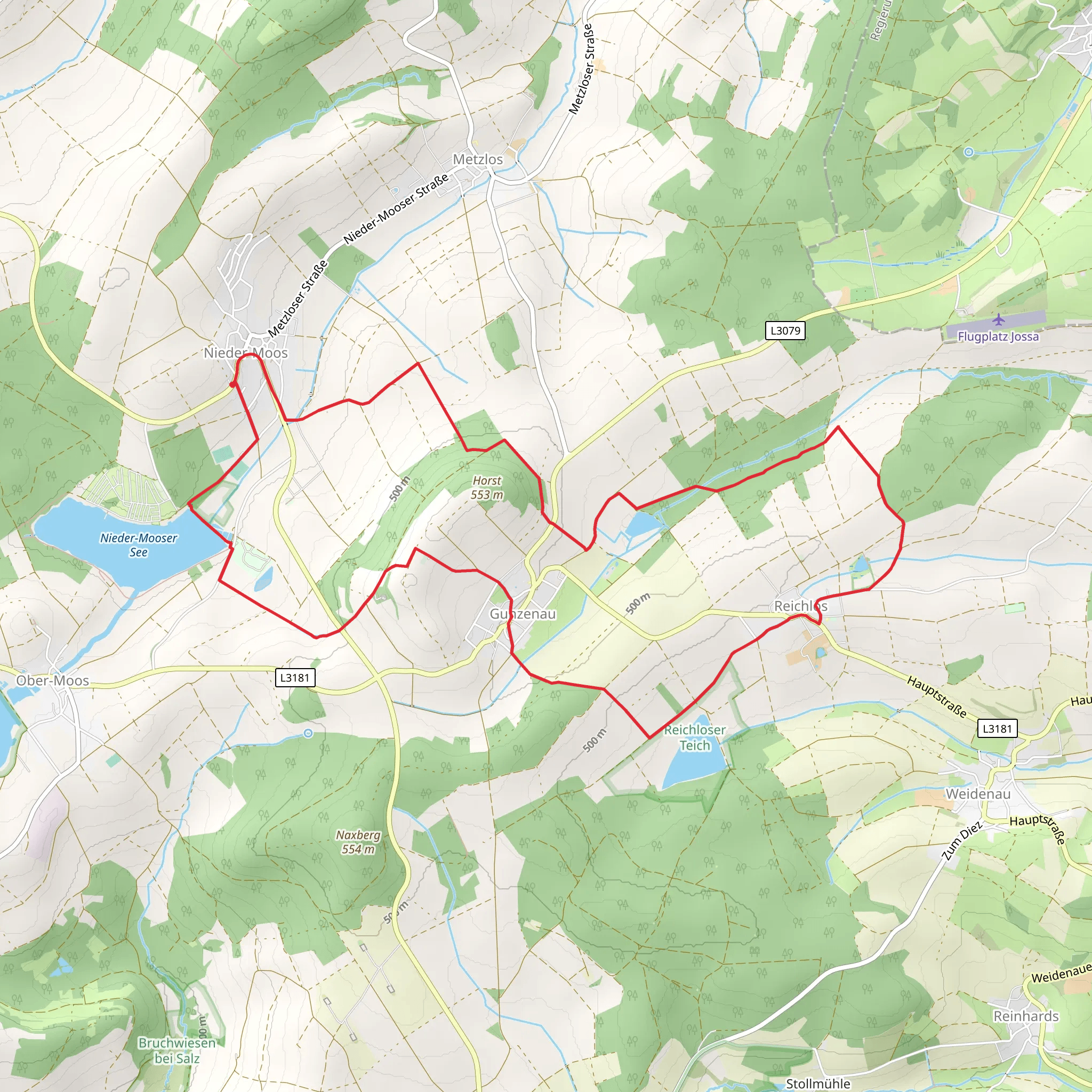Nieder-Mooser See via Geologie and Geistliches mobile static map