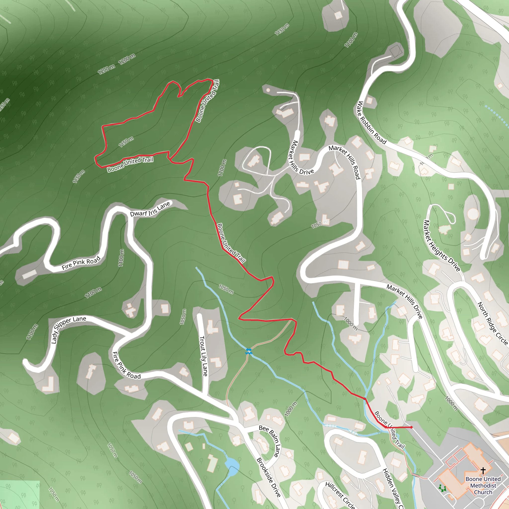 Boone United Trail mobile static map