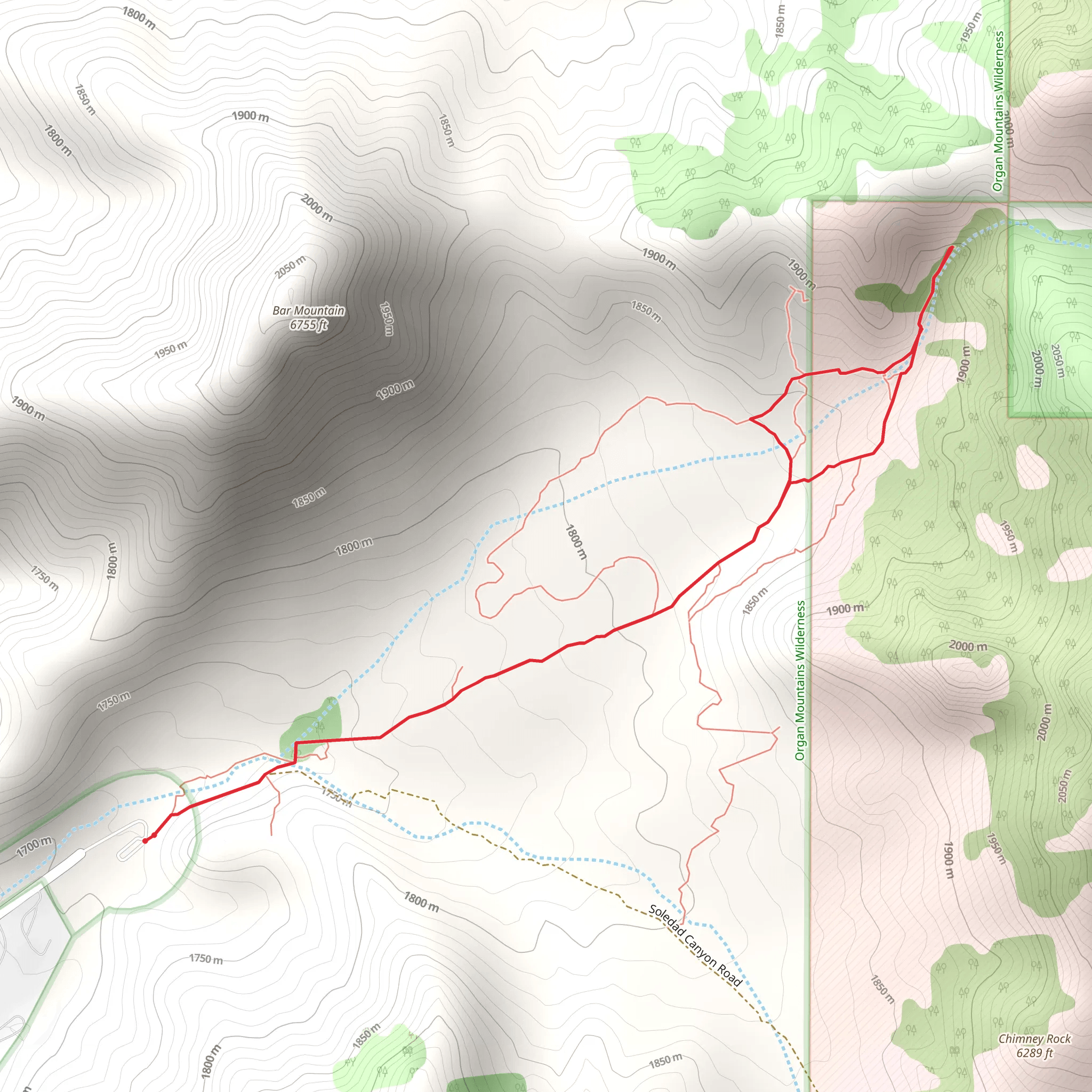 Bar Canyon Trail mobile static map