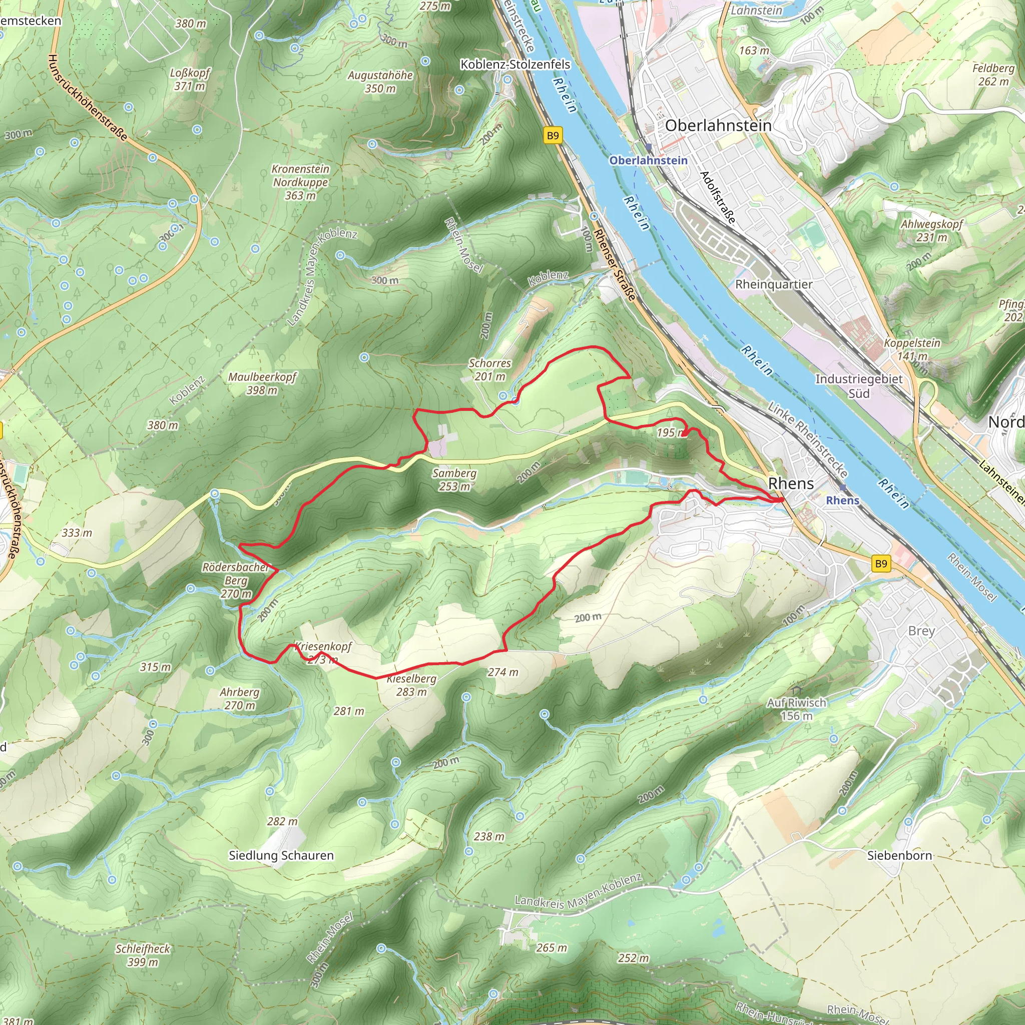 Traumpfad Wolfsdelle Loop - Rhens mobile static map