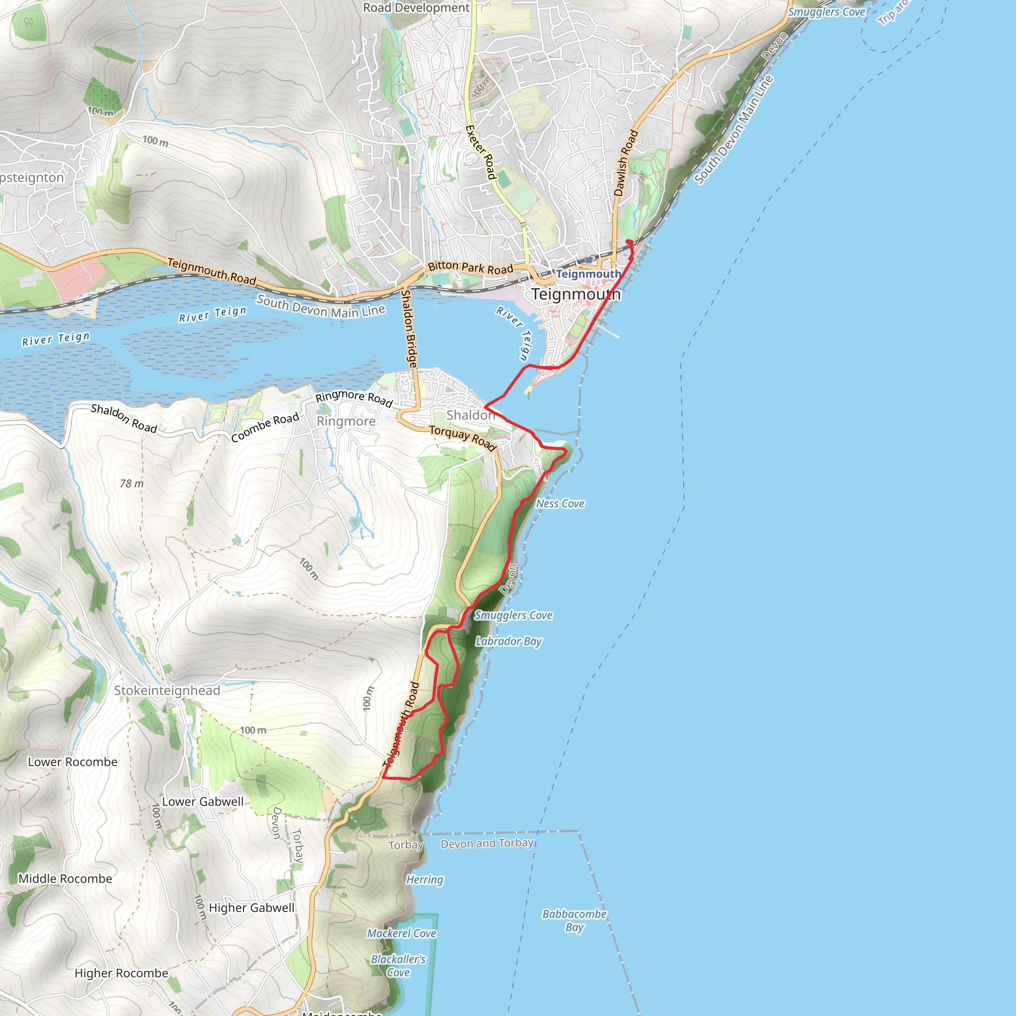 Labrador Bay from Teignmouth NCI Walk mobile static map