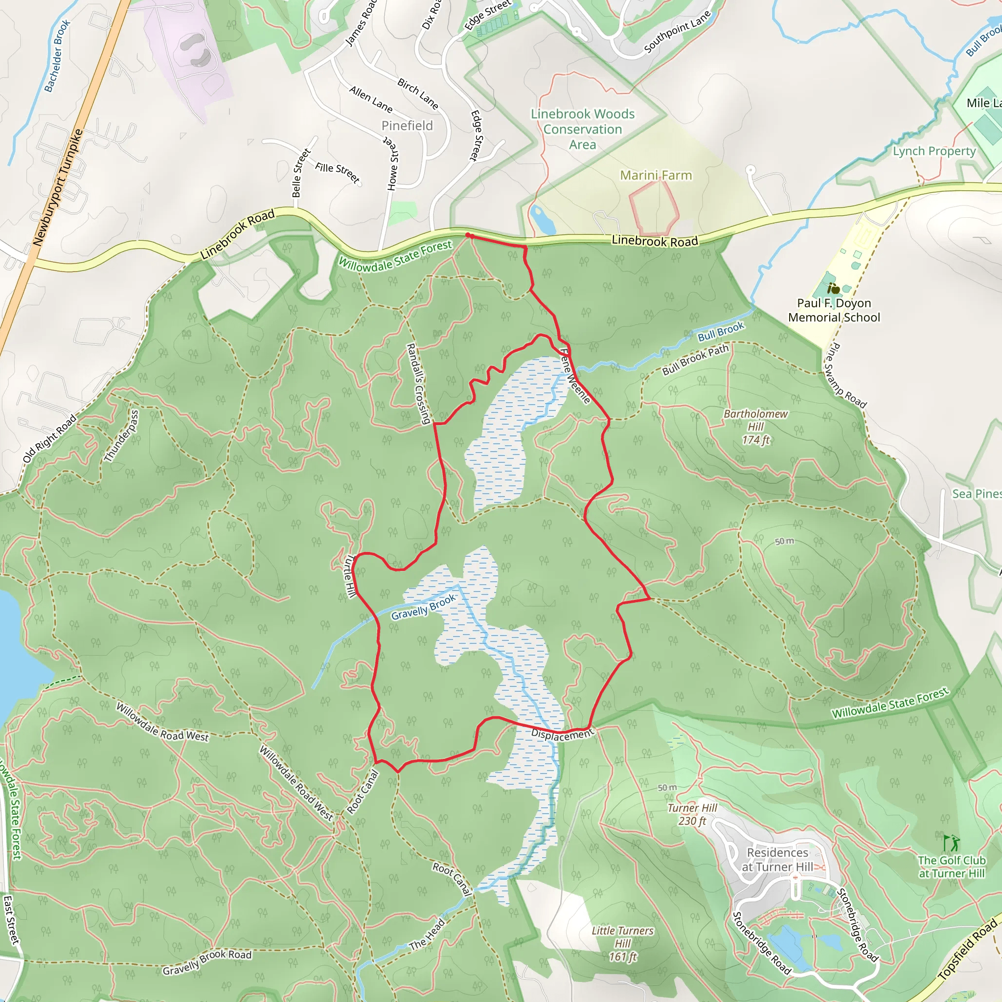 Willowdale State Forest Loop VIa Bay Circuit Trail mobile static map