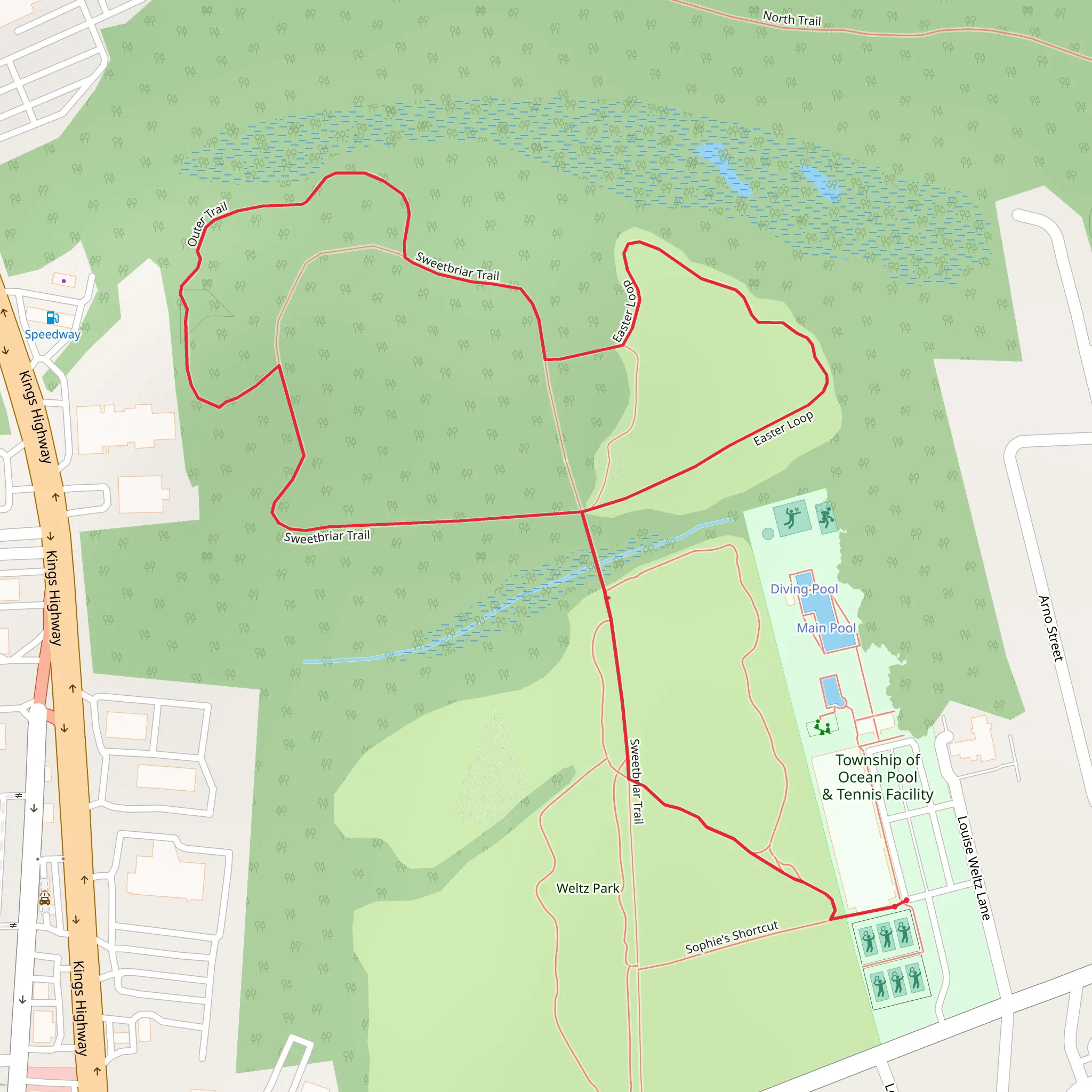 Sweetbriar, Outer and Easter Loop Trail mobile static map