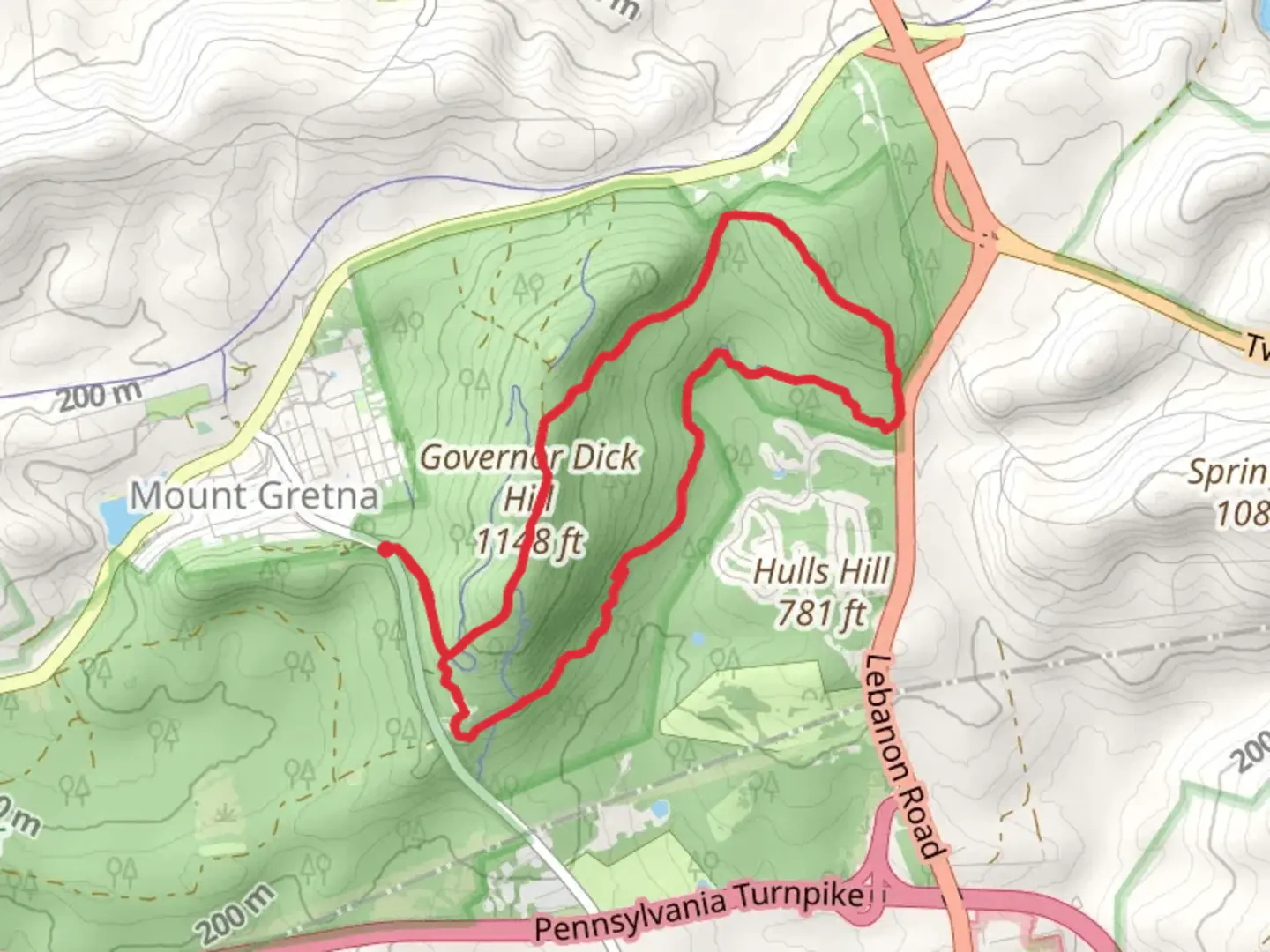 An image depicting the trail Governor D Hill Loop and its surrounding area.