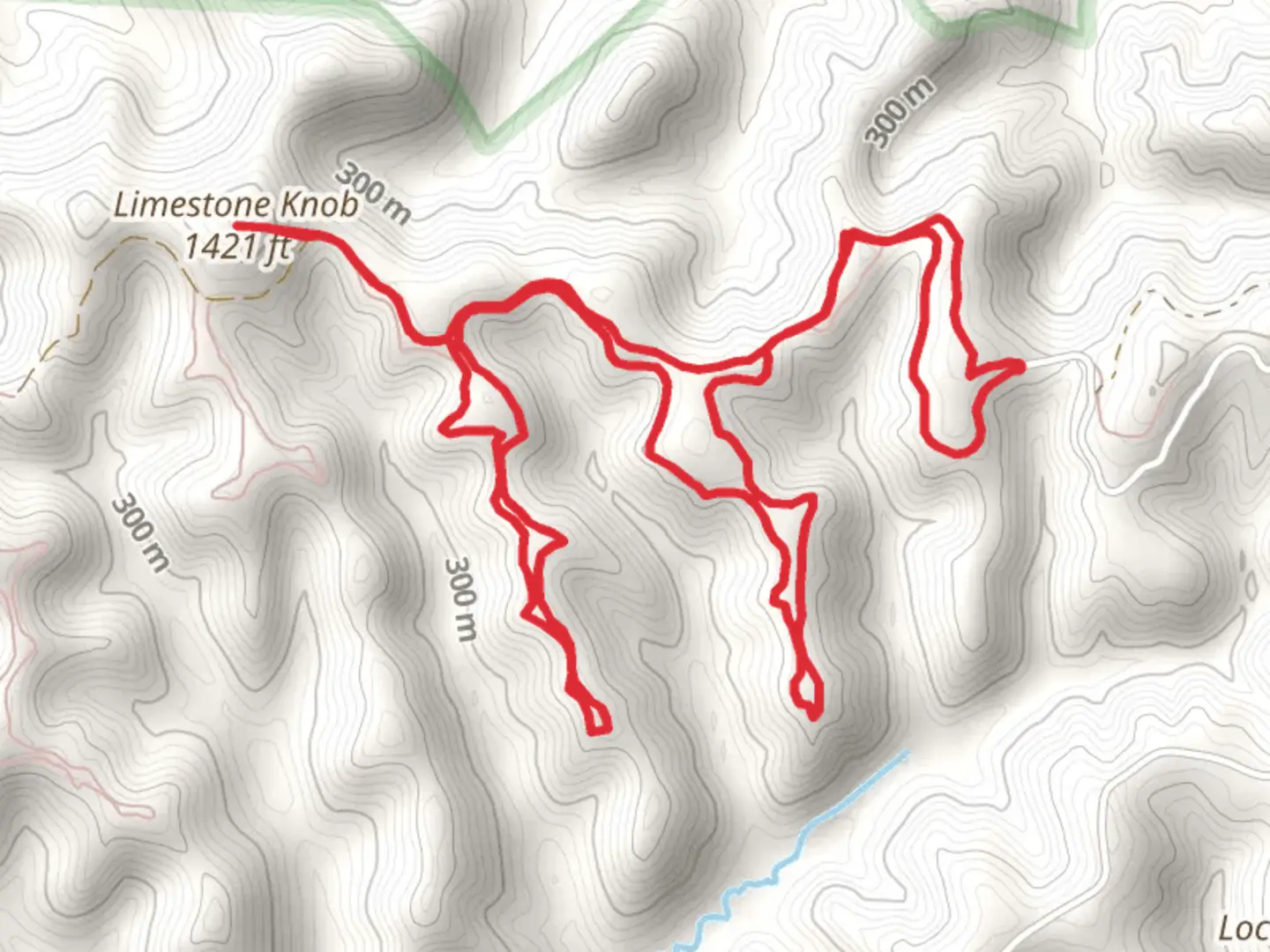 An image depicting the trail Limestone Knob Loop Trail and its surrounding area.