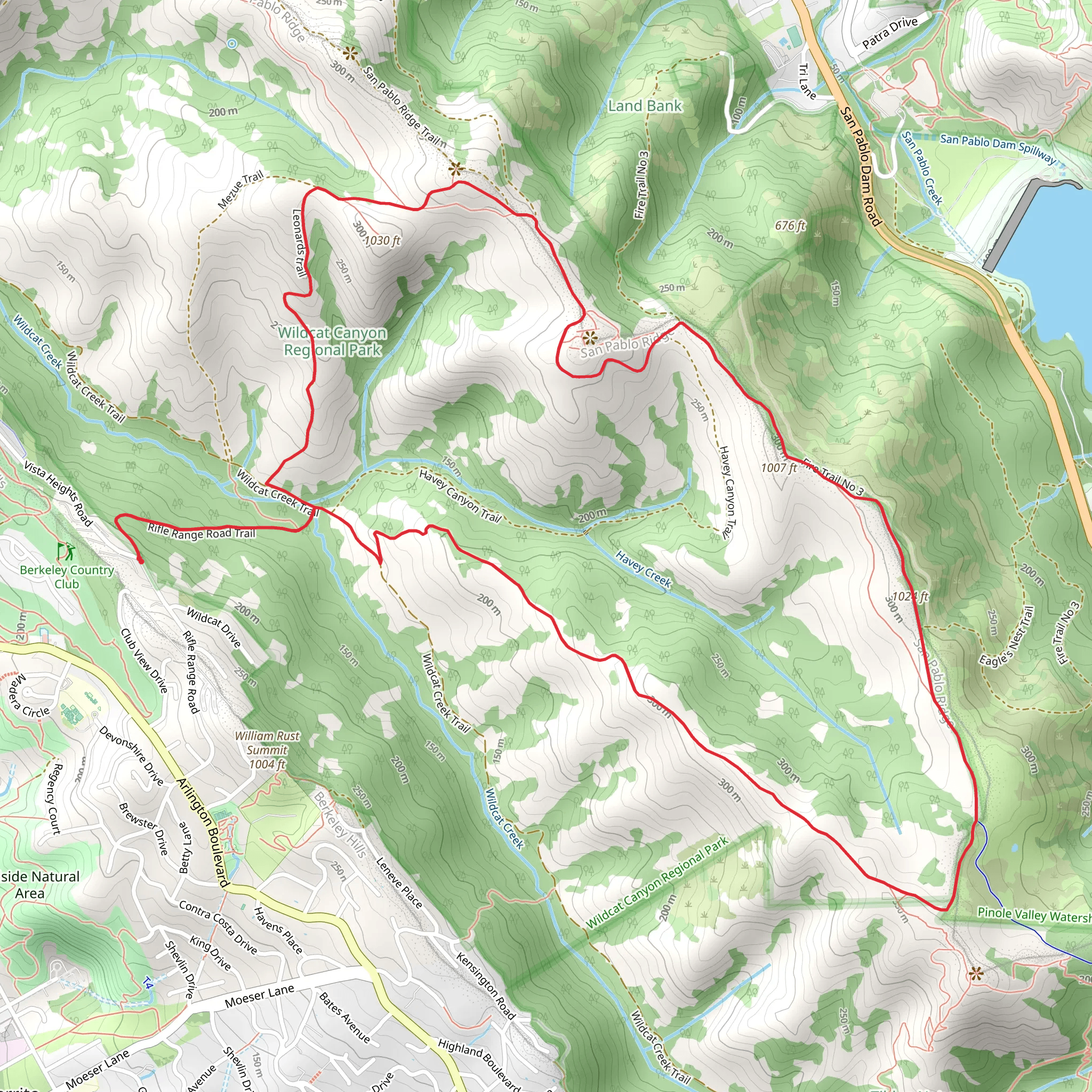 Rifle Range Road, Conlon and San Pablo Ridge Loop Trail mobile static map