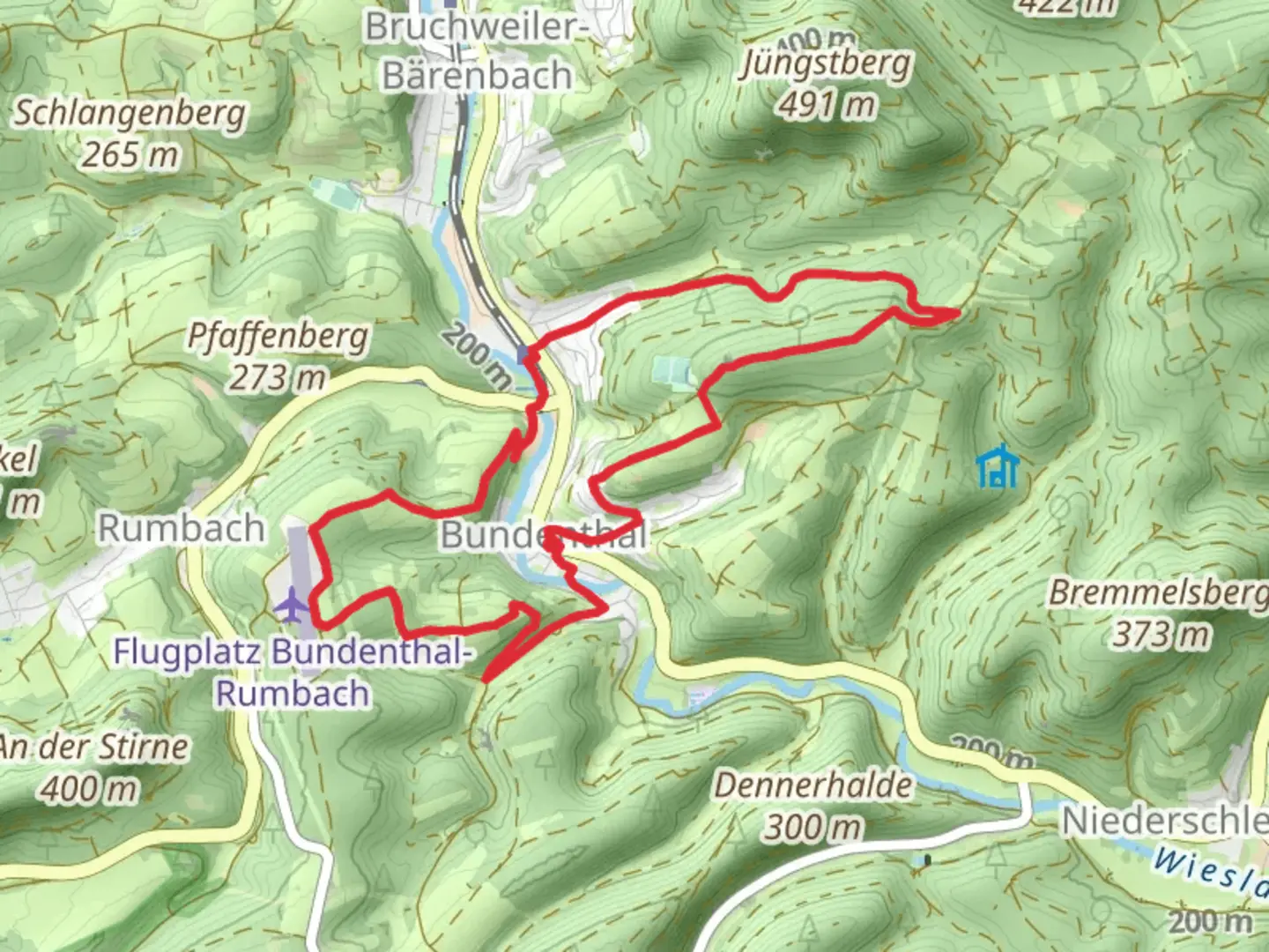 An image depicting the trail Felsenland Sagenweg and Söllerweg Loop and its surrounding area.
