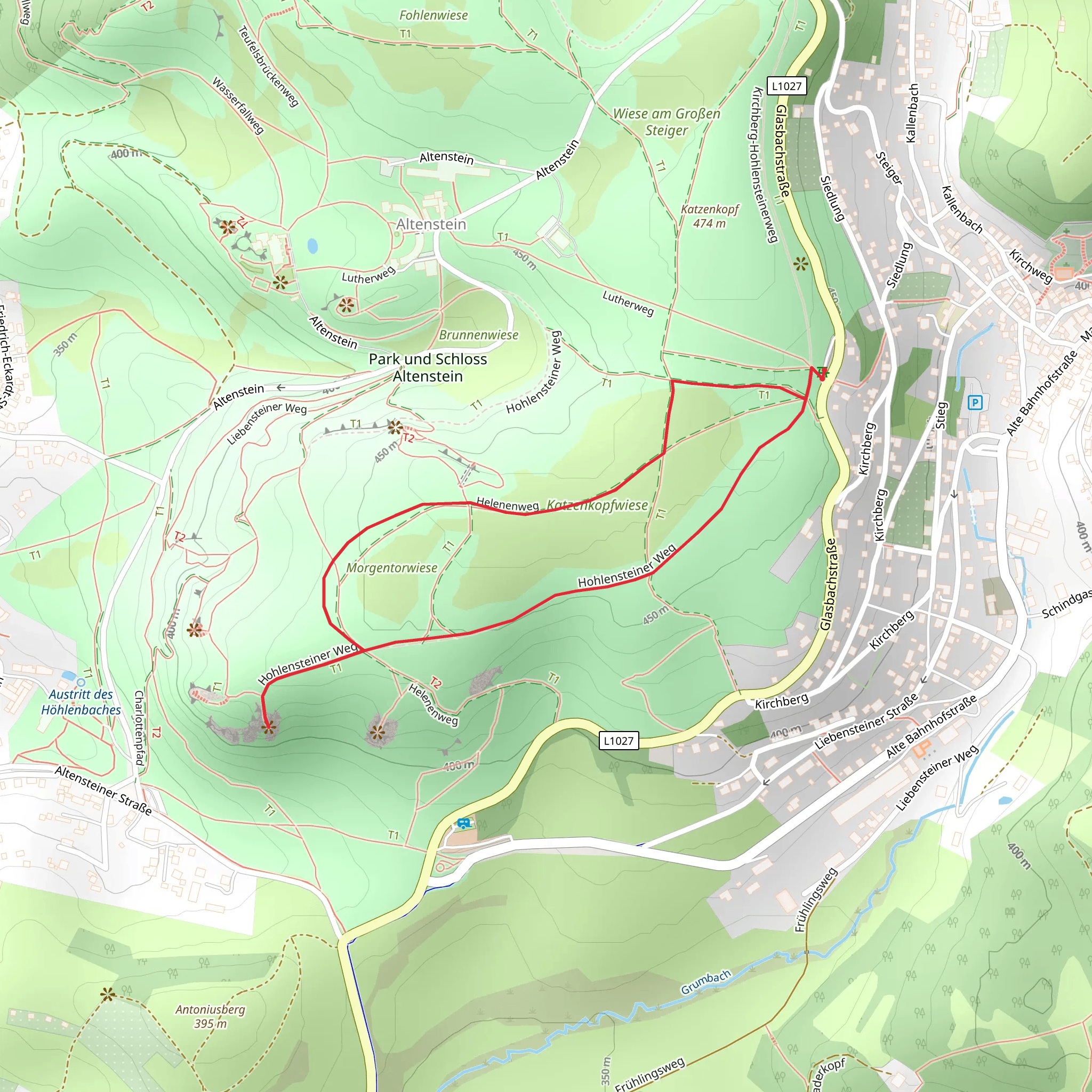 Altensteiner Hohle Loop via Helenweg mobile static map