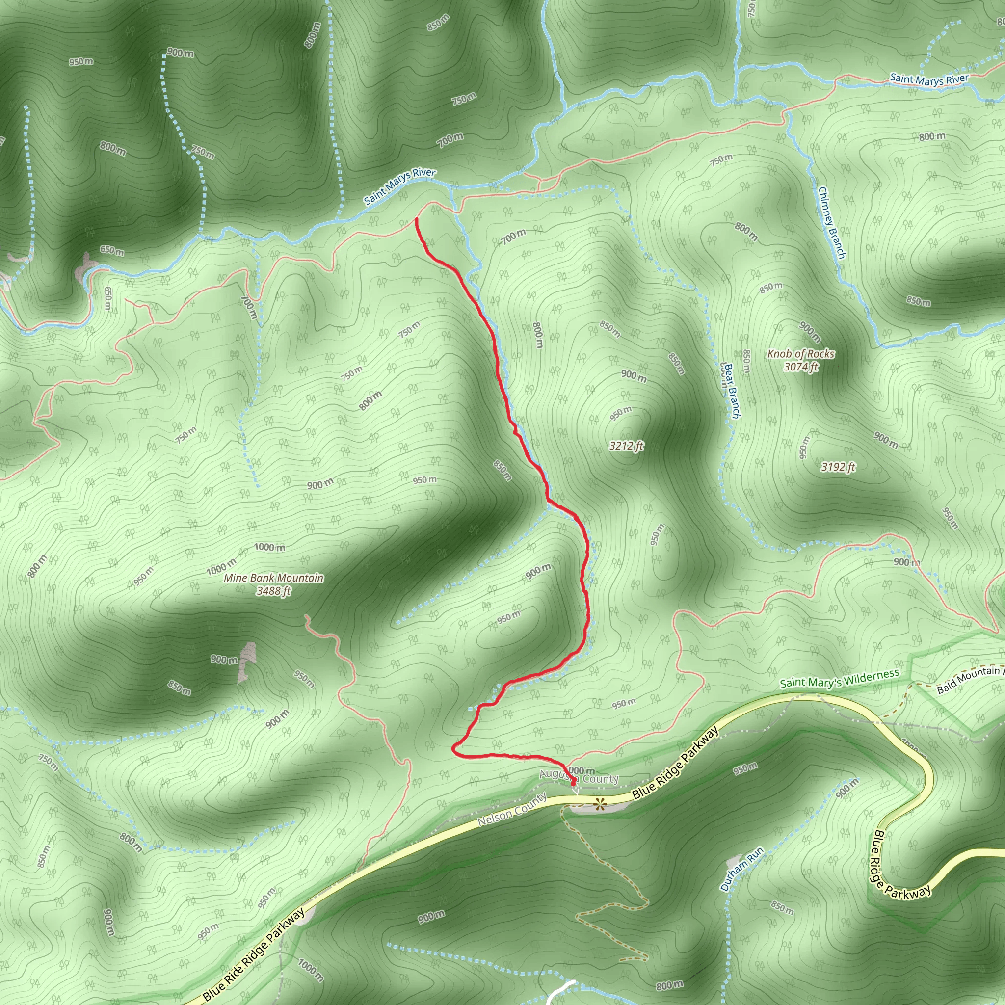 Mine Bank Creek Trail mobile static map