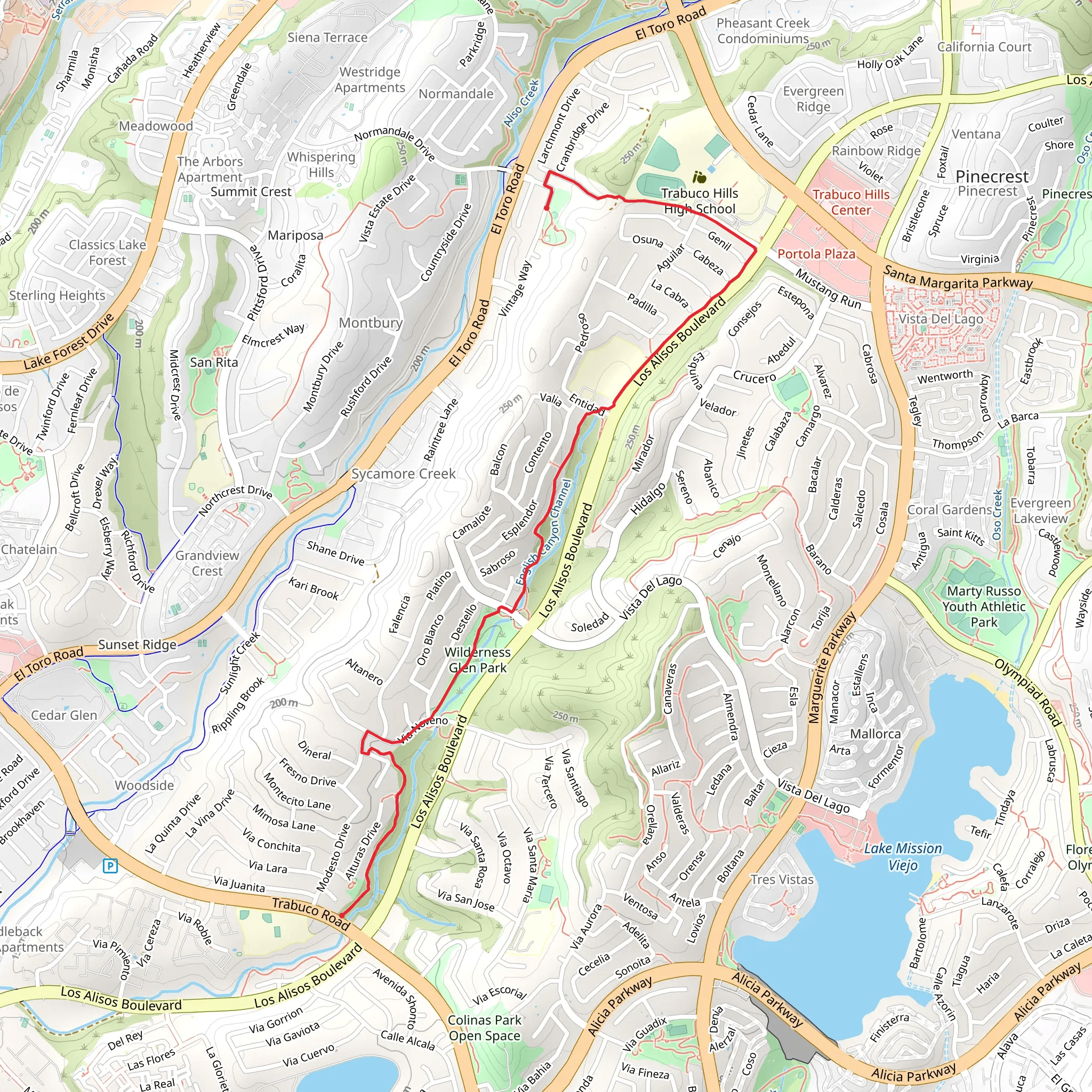 Wilderness Glen Park and Seville Park Walk mobile static map