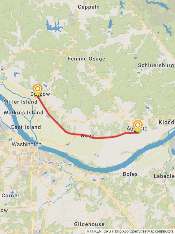 Dutzow to Augusta via Katy Trail