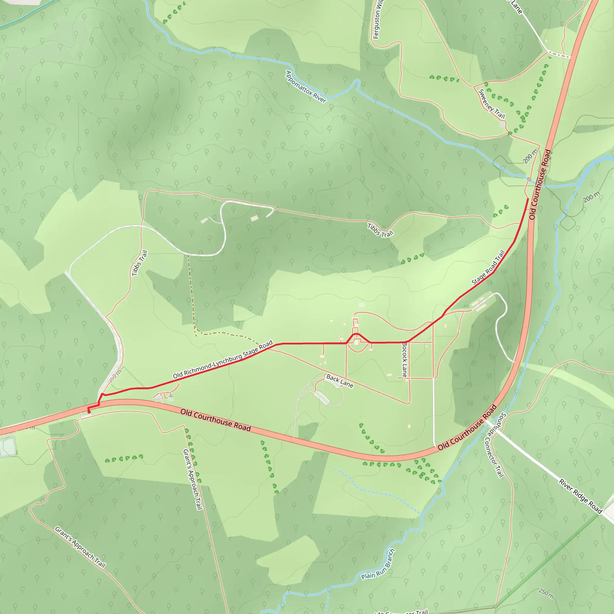 Patterson Hix Burial Ground via Old Richmond-Lynchburg Stage Road Trail mobile static map