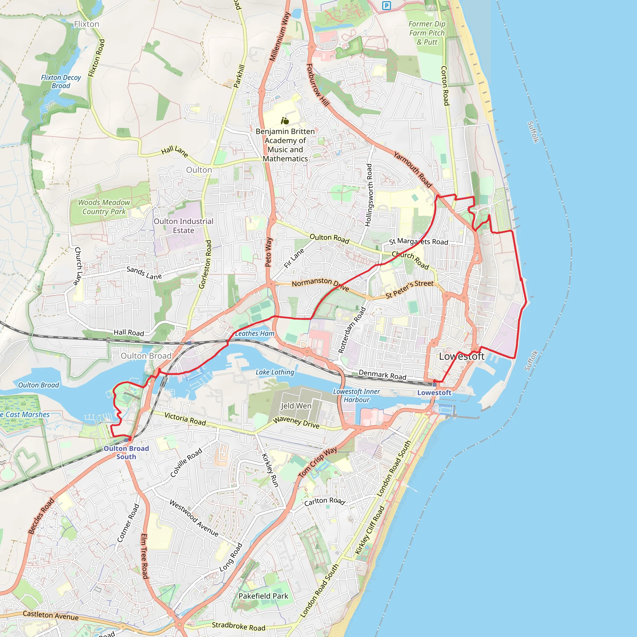 Lake Lothing, Lowestoft Inner Harbour and Hamilton Dock Walk mobile static map