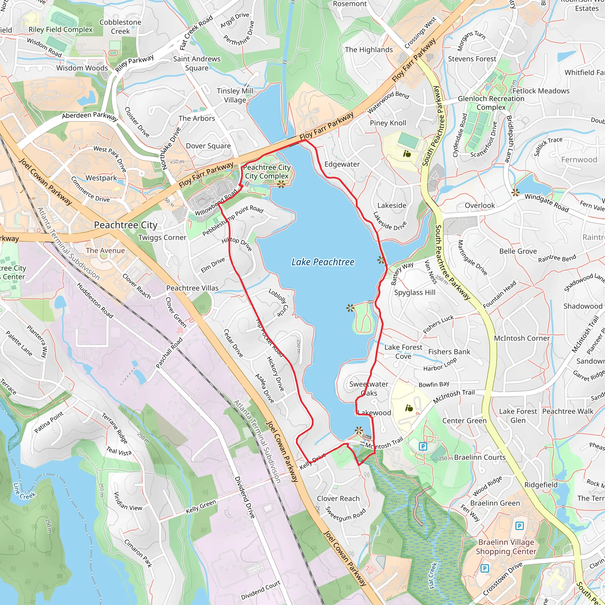 Lake Peachtree Loop mobile static map