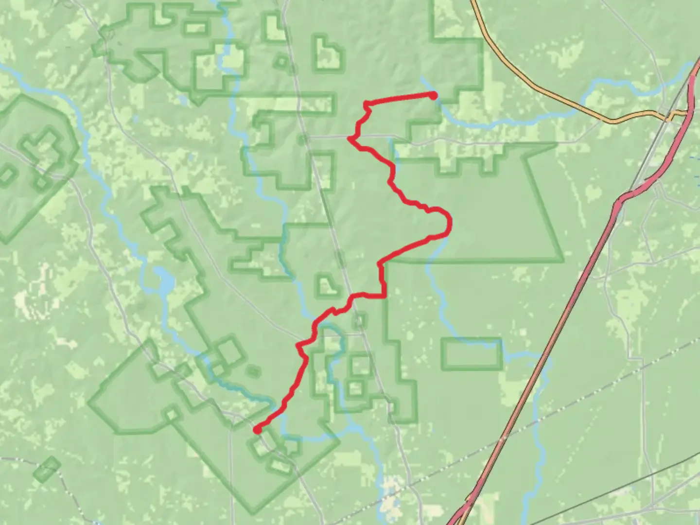 An image depicting the trail Lone Star Hiking Trail - Big Creek and its surrounding area.