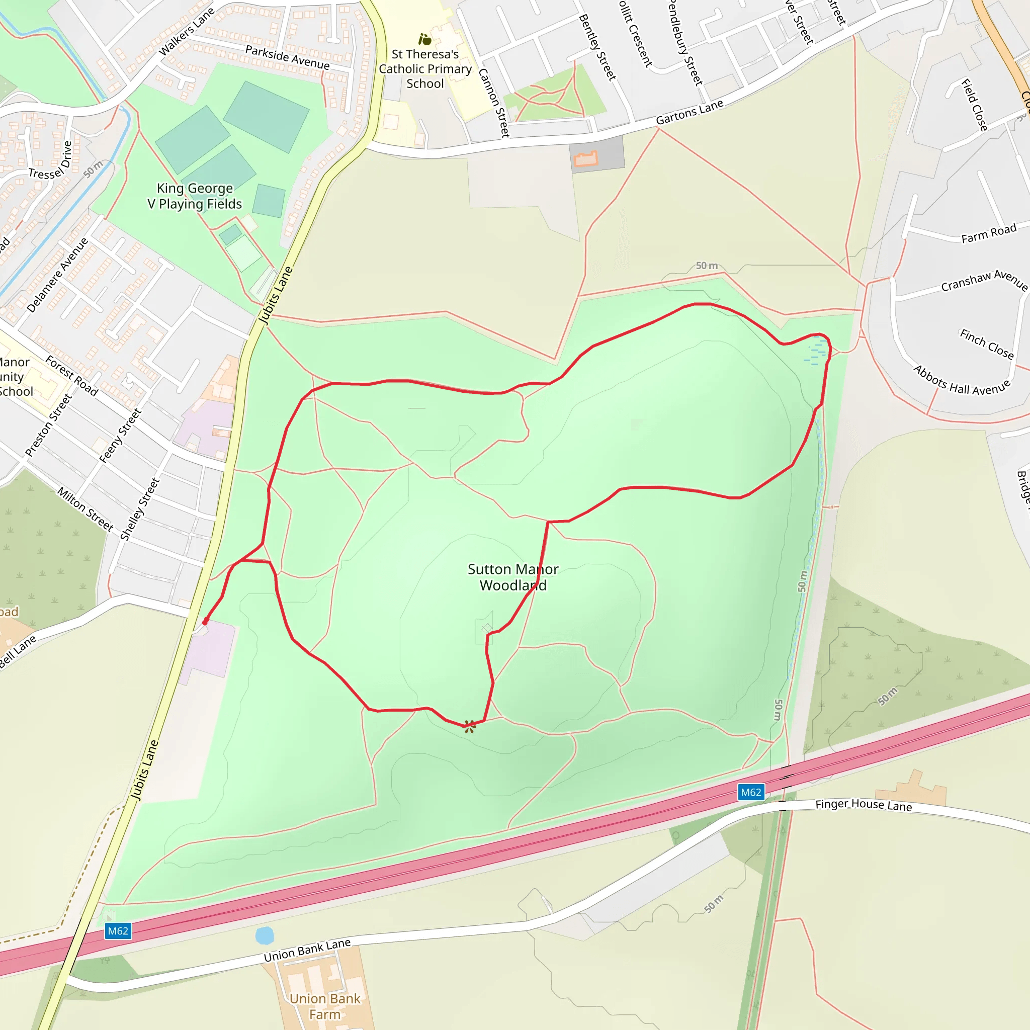 Sutton Manor Woodland Loop mobile static map