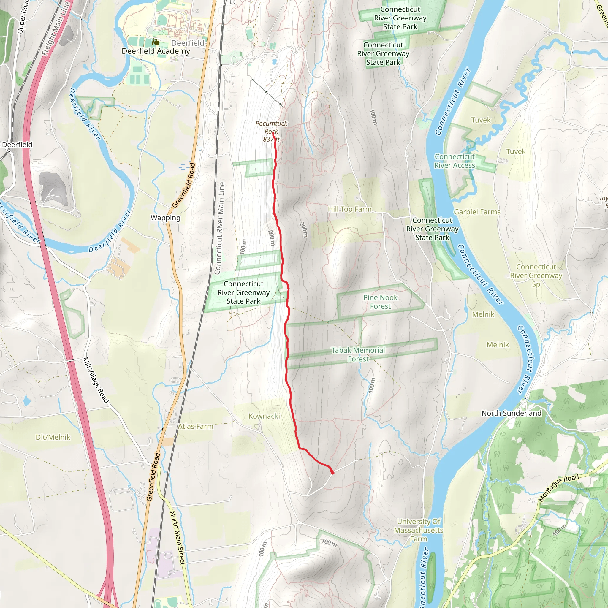 Pocumtuck Rock Trail mobile static map