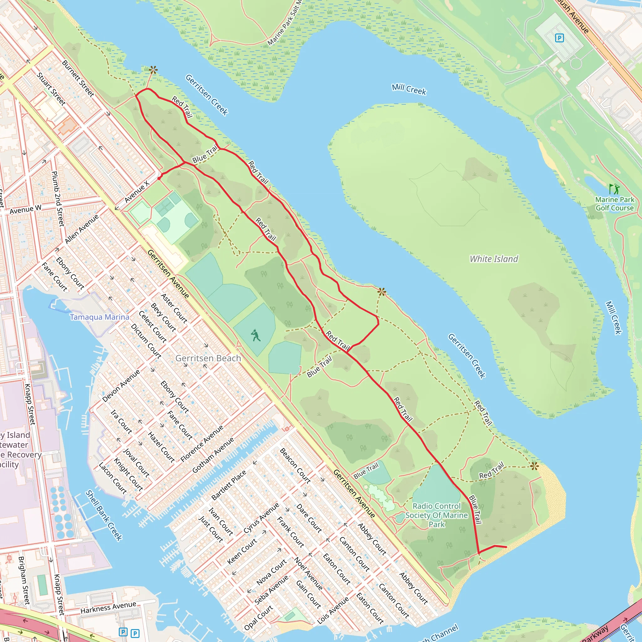 Red Trail Loop via Gerritsen Creek mobile static map