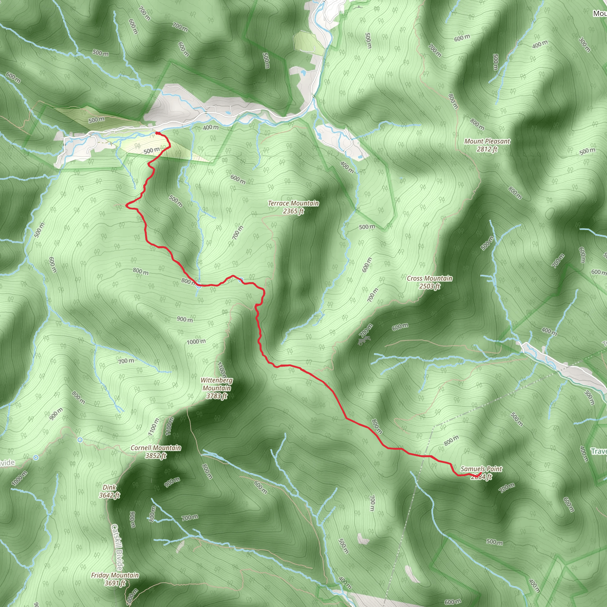 Samuels Point from Woodland Creek mobile static map