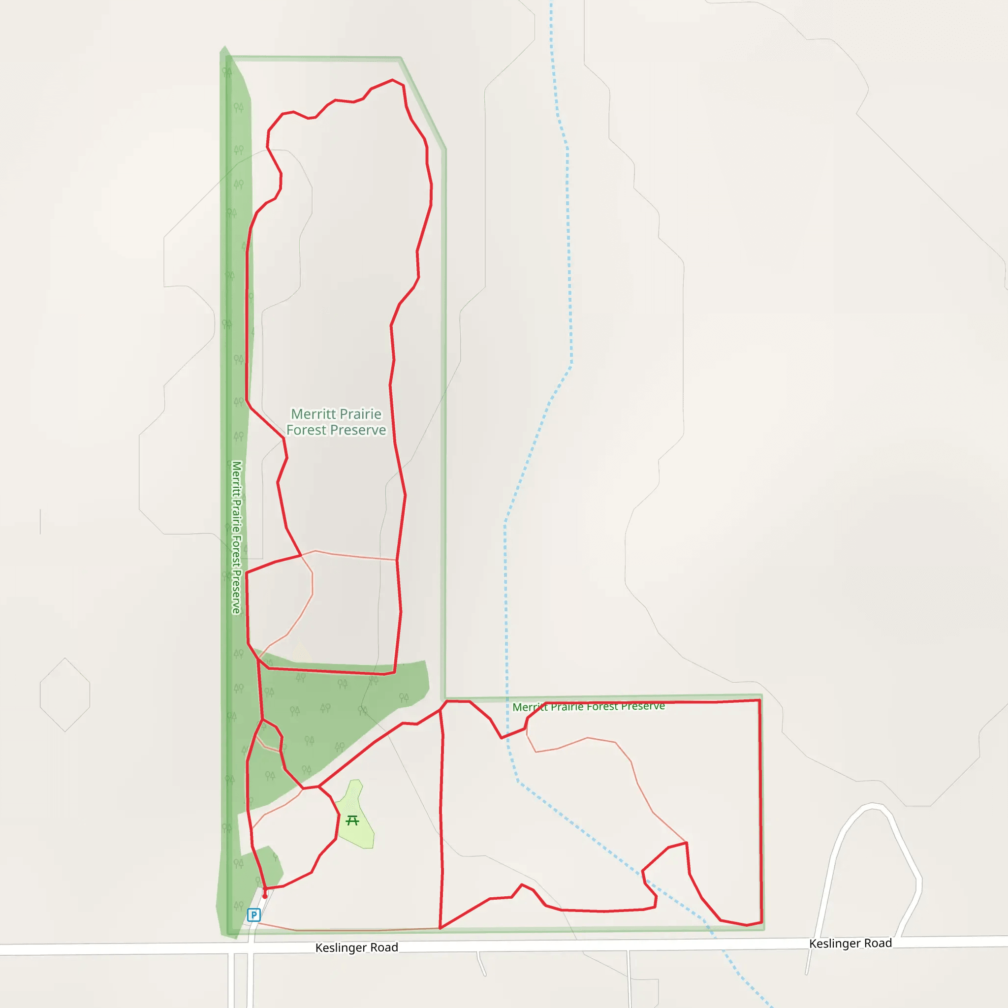 Merritt Prairie Forest Preserve Loop mobile static map