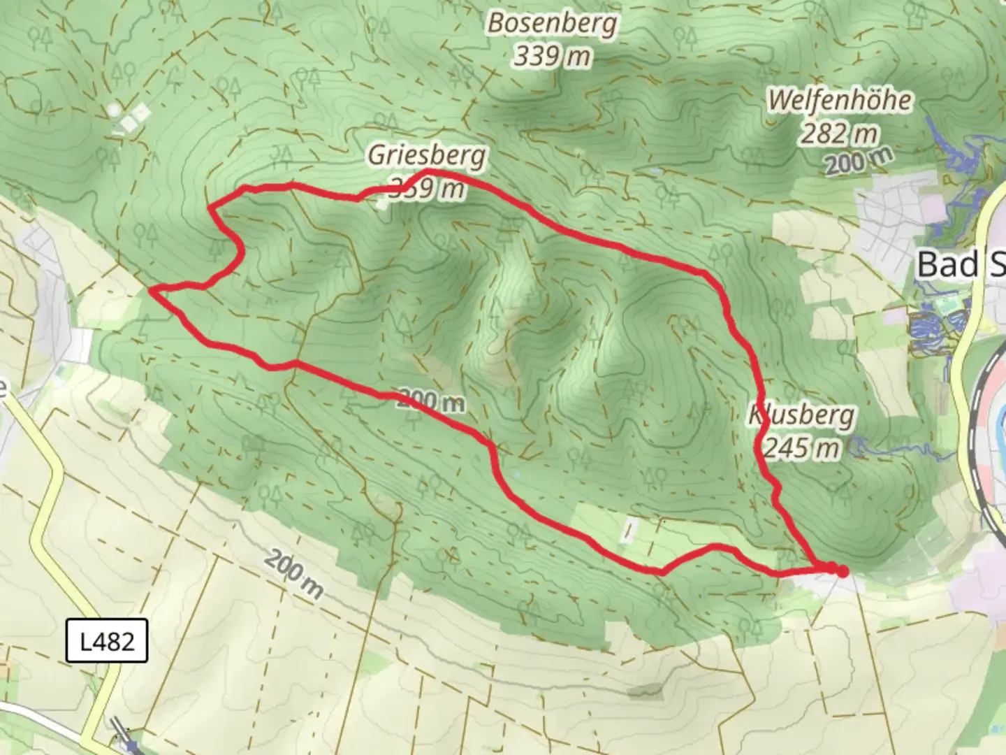 An image depicting the trail Griesberg Loop from Maiental and its surrounding area.
