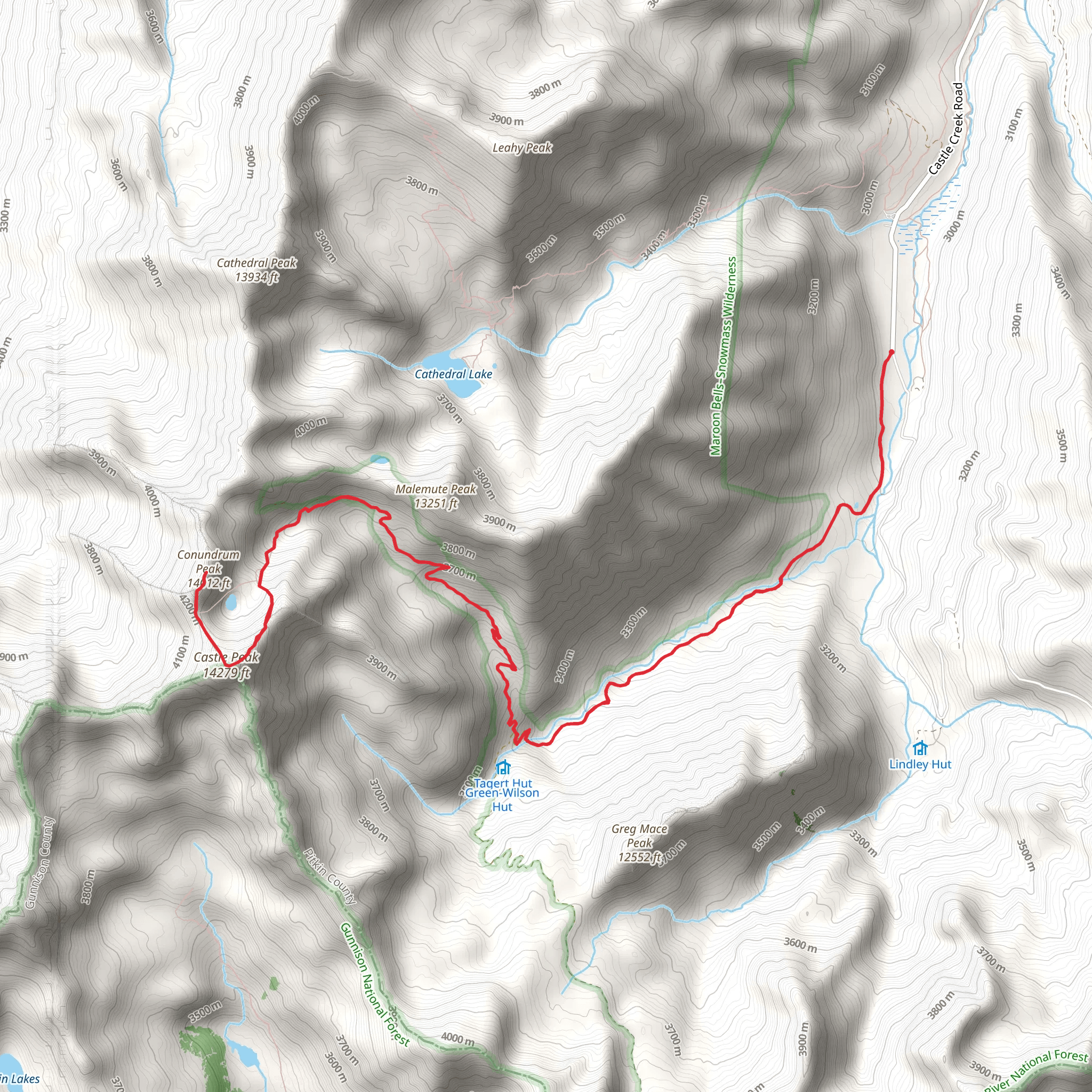 Conundrum Peak and Castle Peak mobile static map