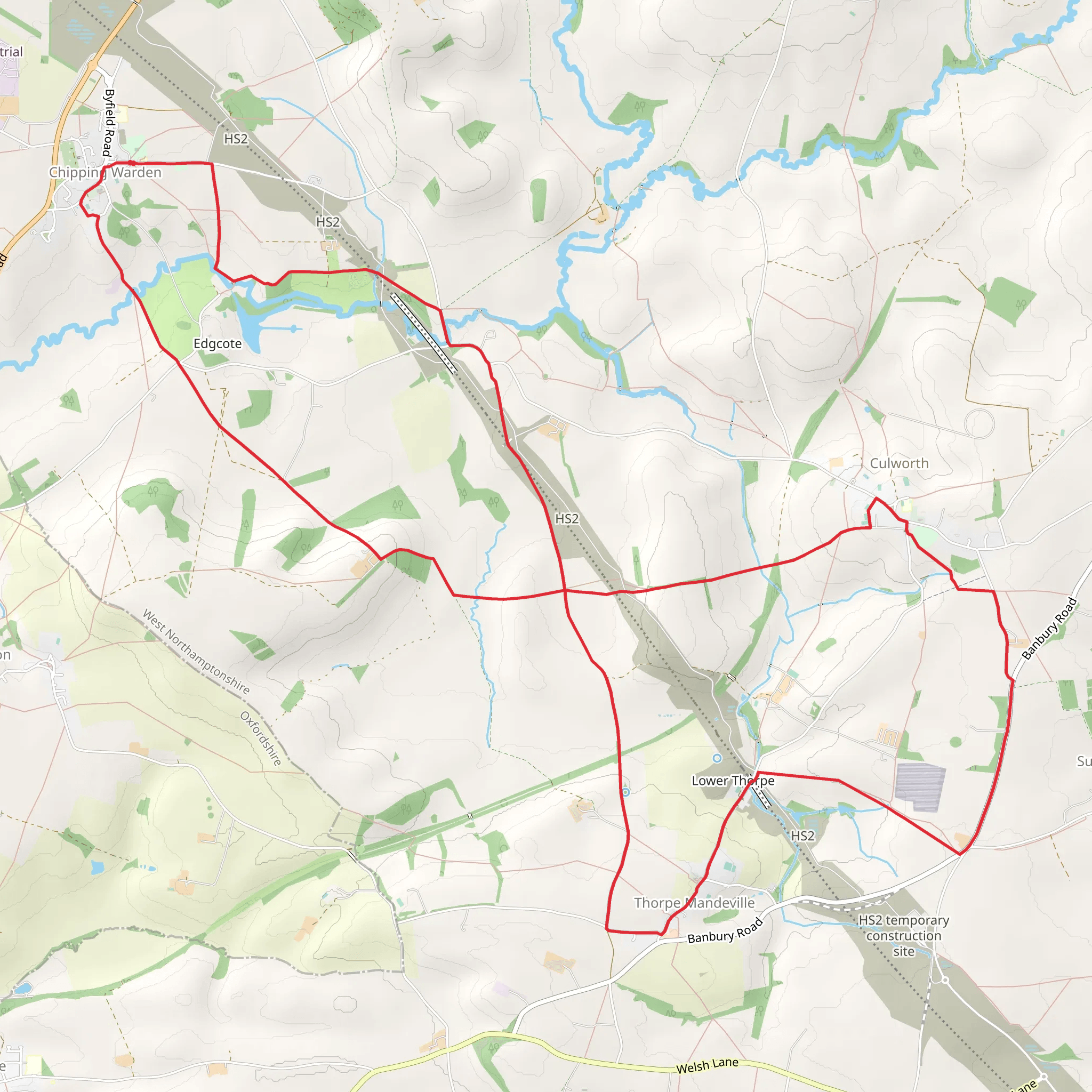 Chipping Warden - Thorpe Mandeville - Culworth Circular mobile static map