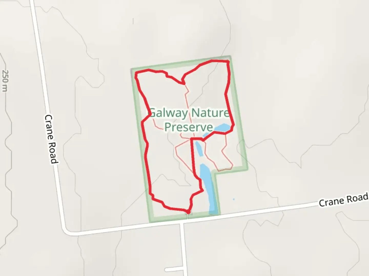 An image depicting the trail Crane Road Loop and its surrounding area.