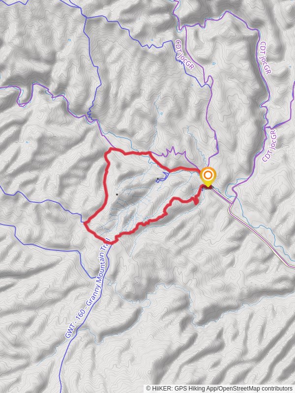 Granny Mountain Trail and GWT Loop mobile static map