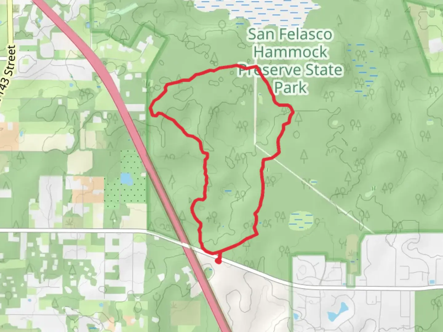 An image depicting the trail Co Road Short Loop and its surrounding area.