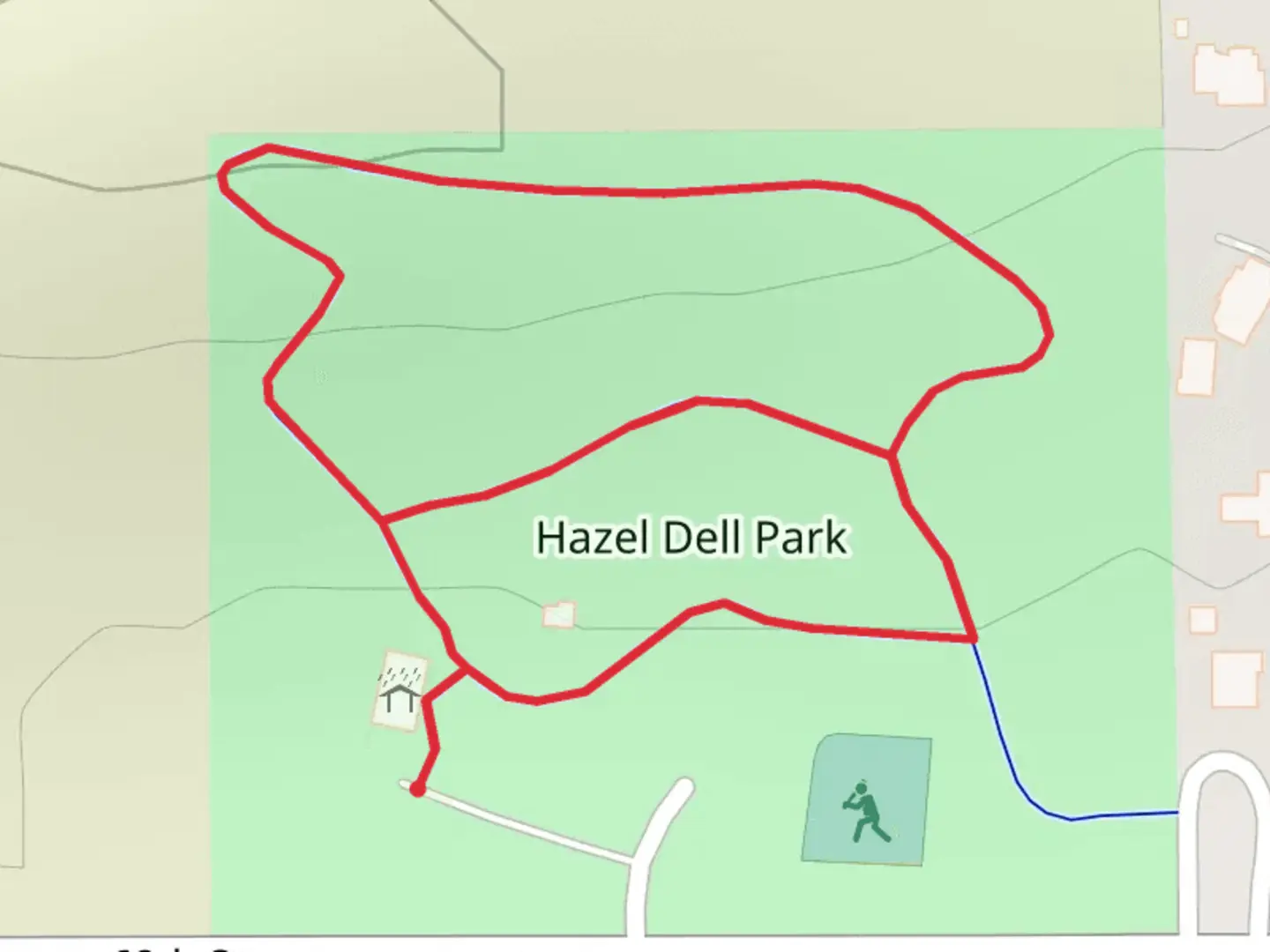 An image depicting the trail Hazel Dell Park Loop and its surrounding area.
