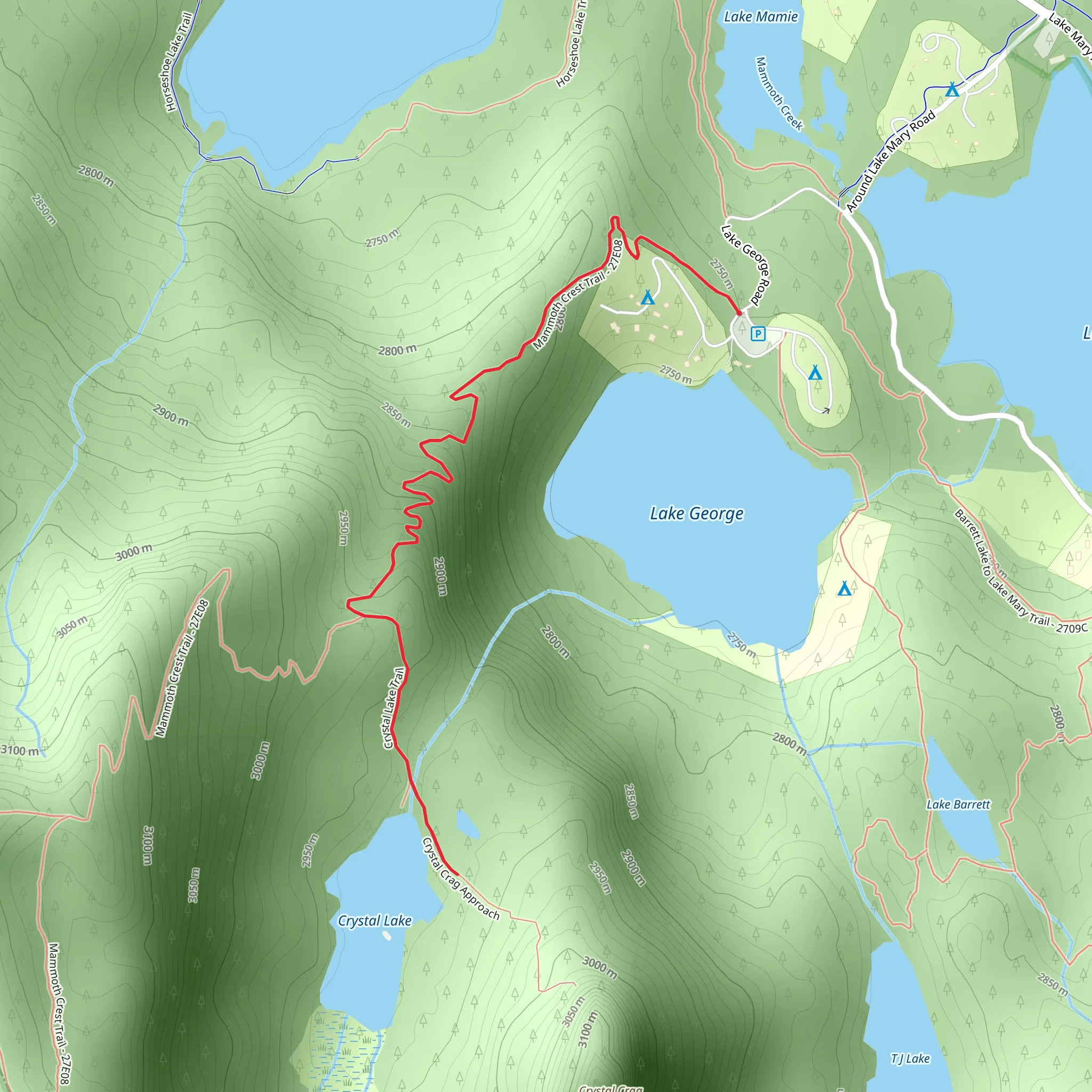 Crystal Lake via Mammoth Crest Trail mobile static map